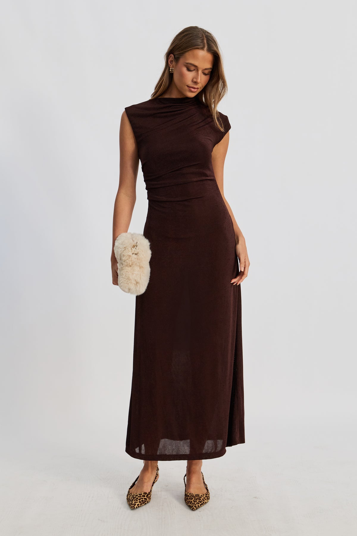 Lyssa Draped Maxi Dress - Espresso