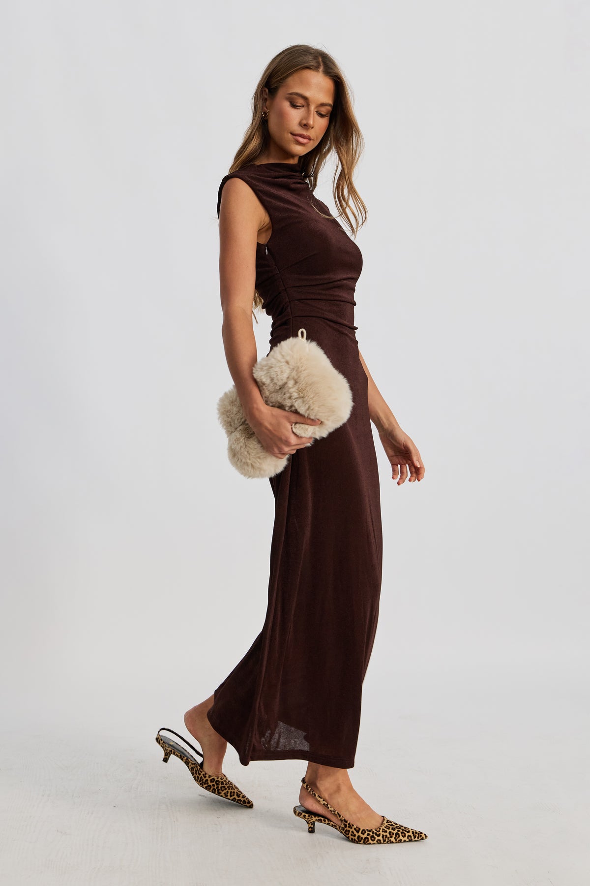 Lyssa Draped Maxi Dress - Espresso