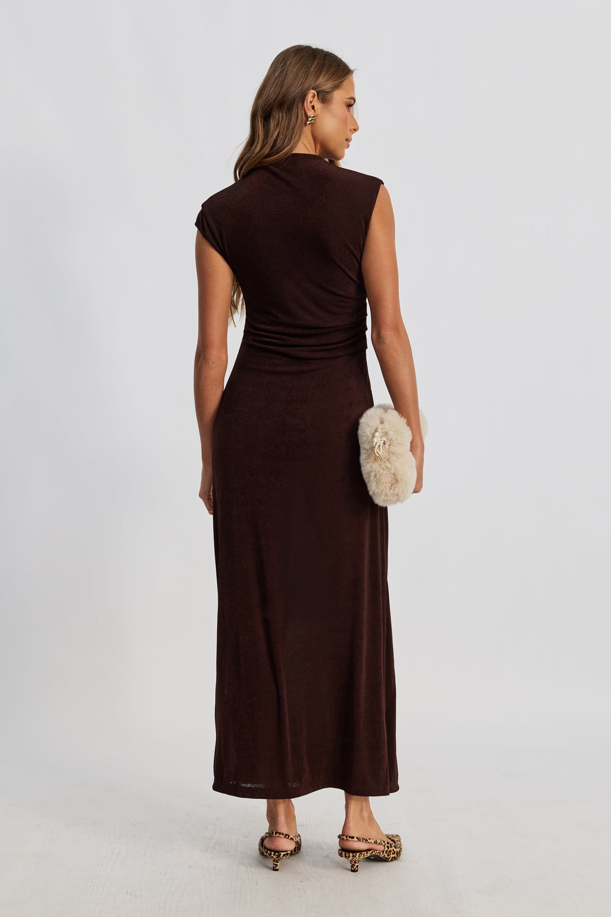 Lyssa Draped Maxi Dress - Espresso