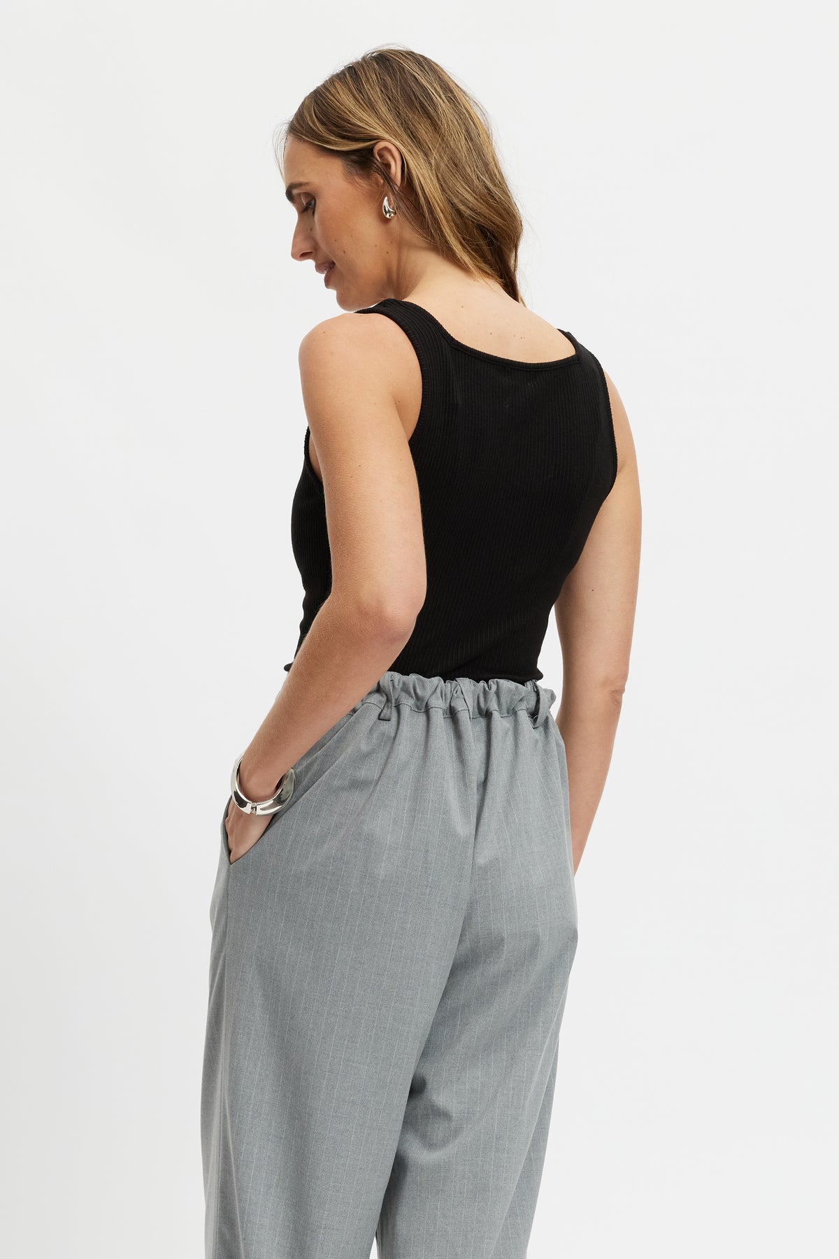 Mya Reversible Ribbed Knit Tank - Black