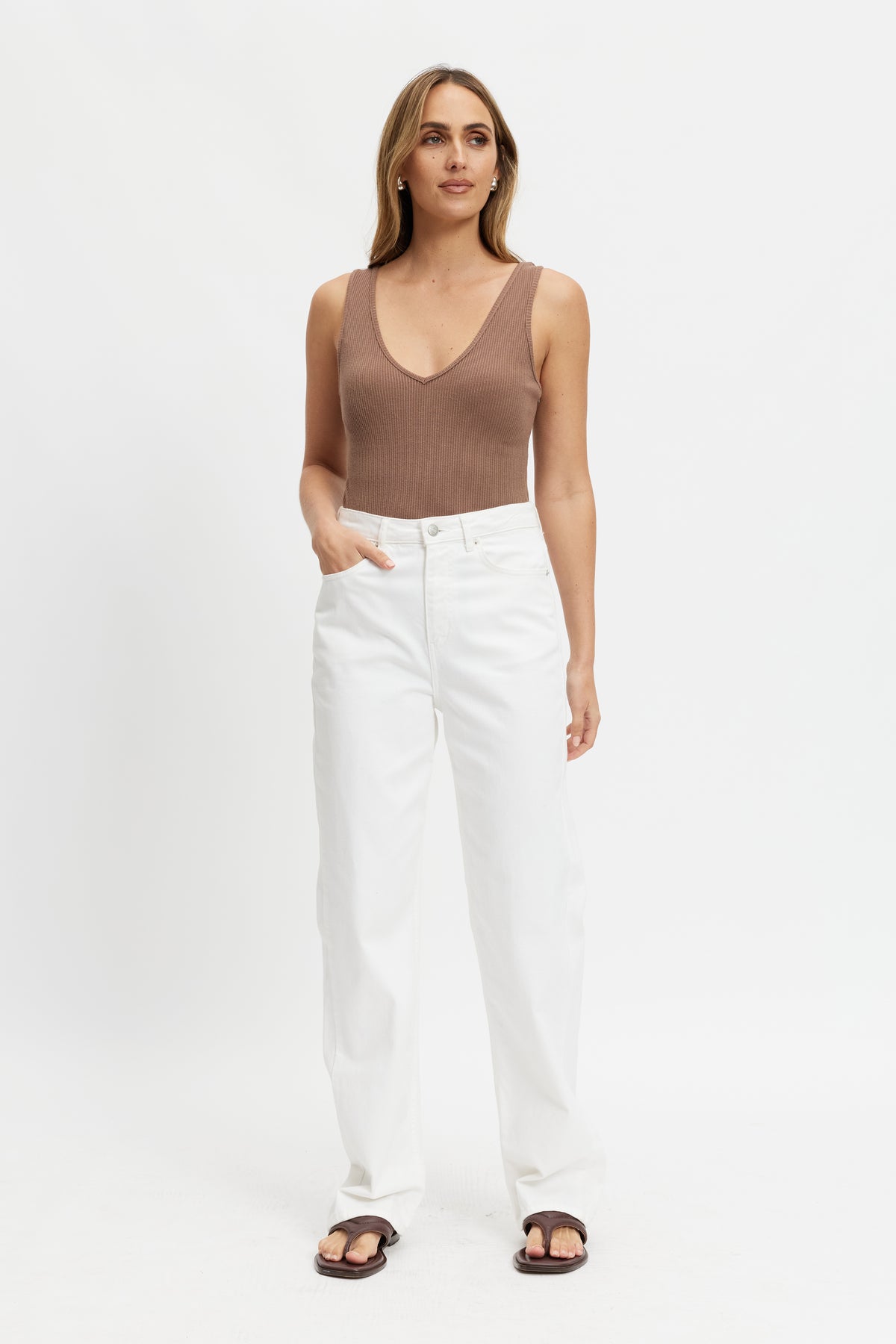 Mya Reversible Ribbed Knit Tank - Mocha