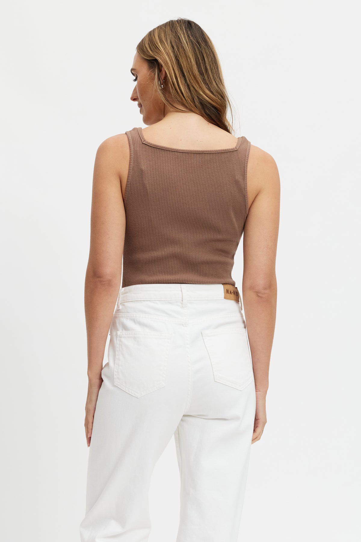 Mya Reversible Ribbed Knit Tank - Mocha