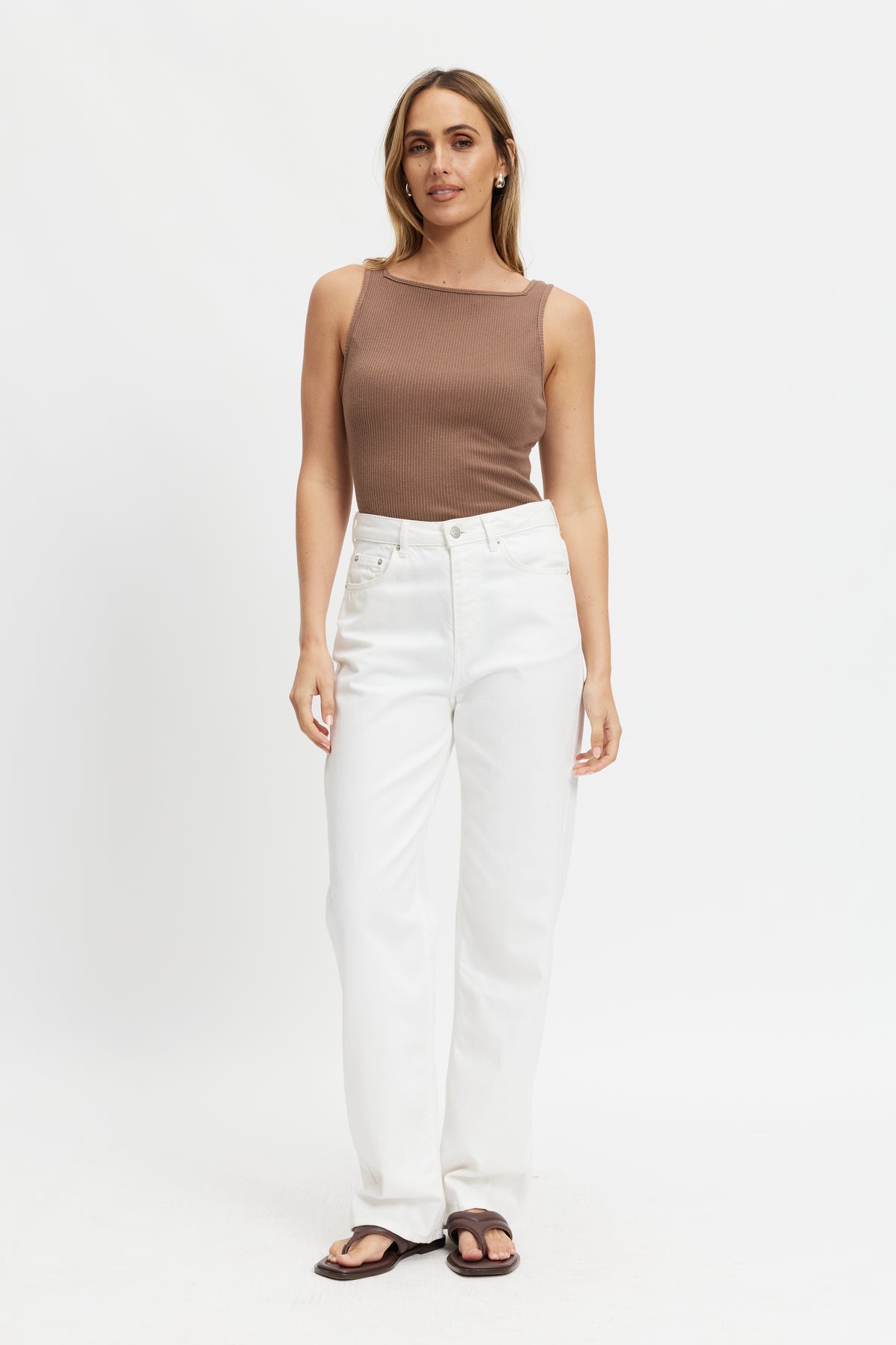 Mya Reversible Ribbed Knit Tank - Mocha
