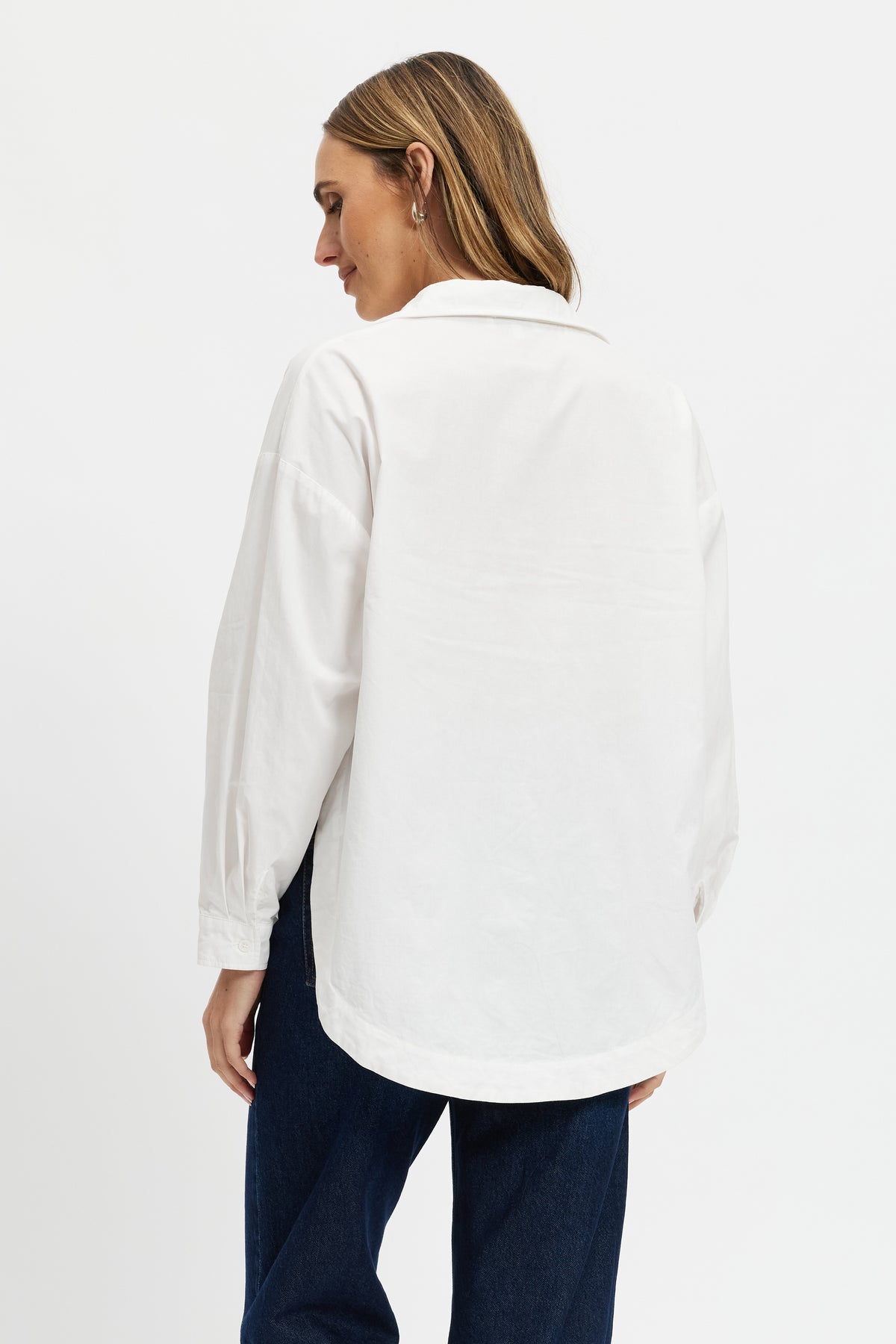 Morgan Wrap Button-Down Shirt - White