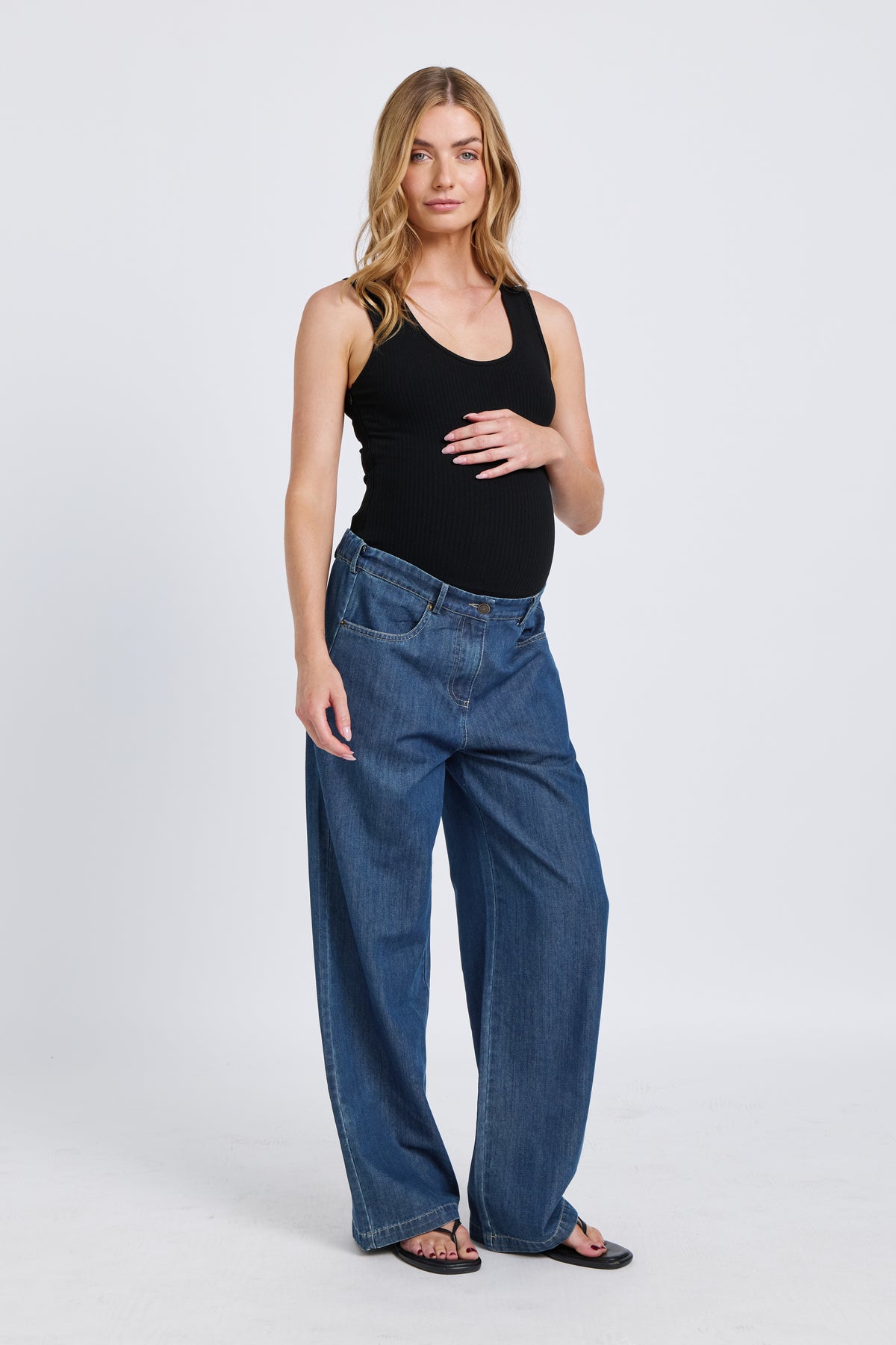 Anderson Adjustable-Waist Wide Leg Jean - Medium Blue