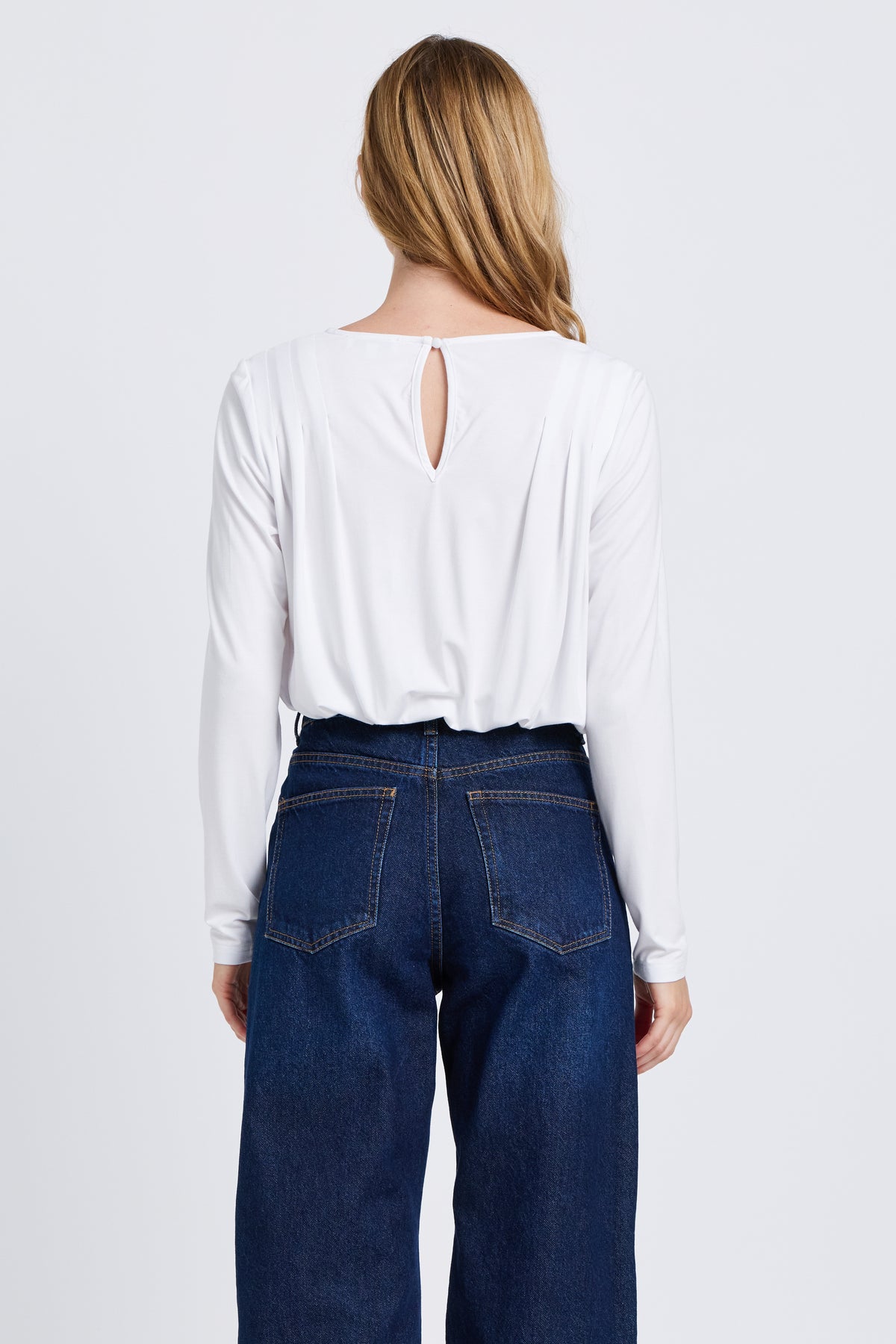 Augie Jersey Wrap Long Sleeve Top - White