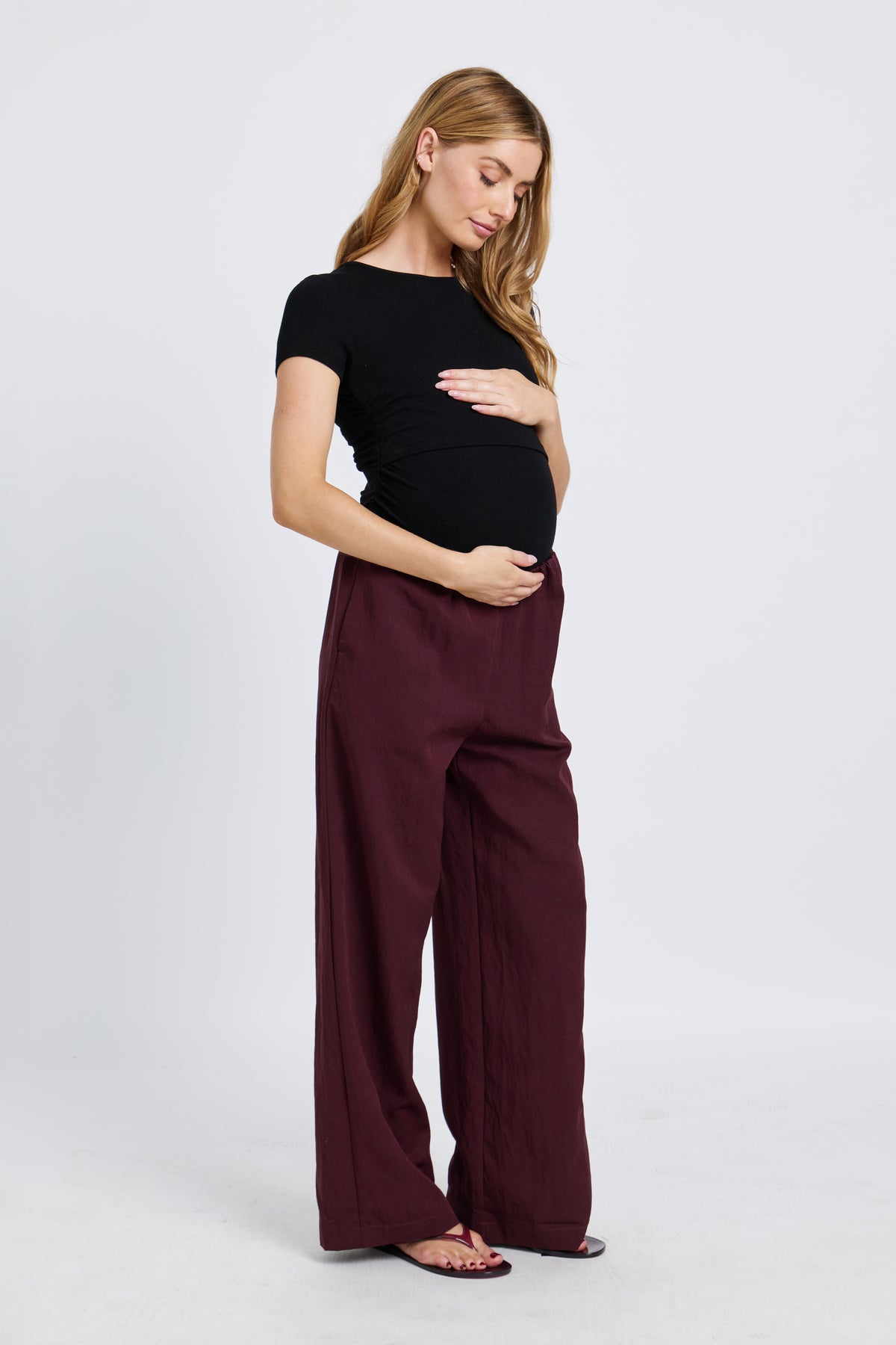 Connie Wide Leg Pant - Burgundy