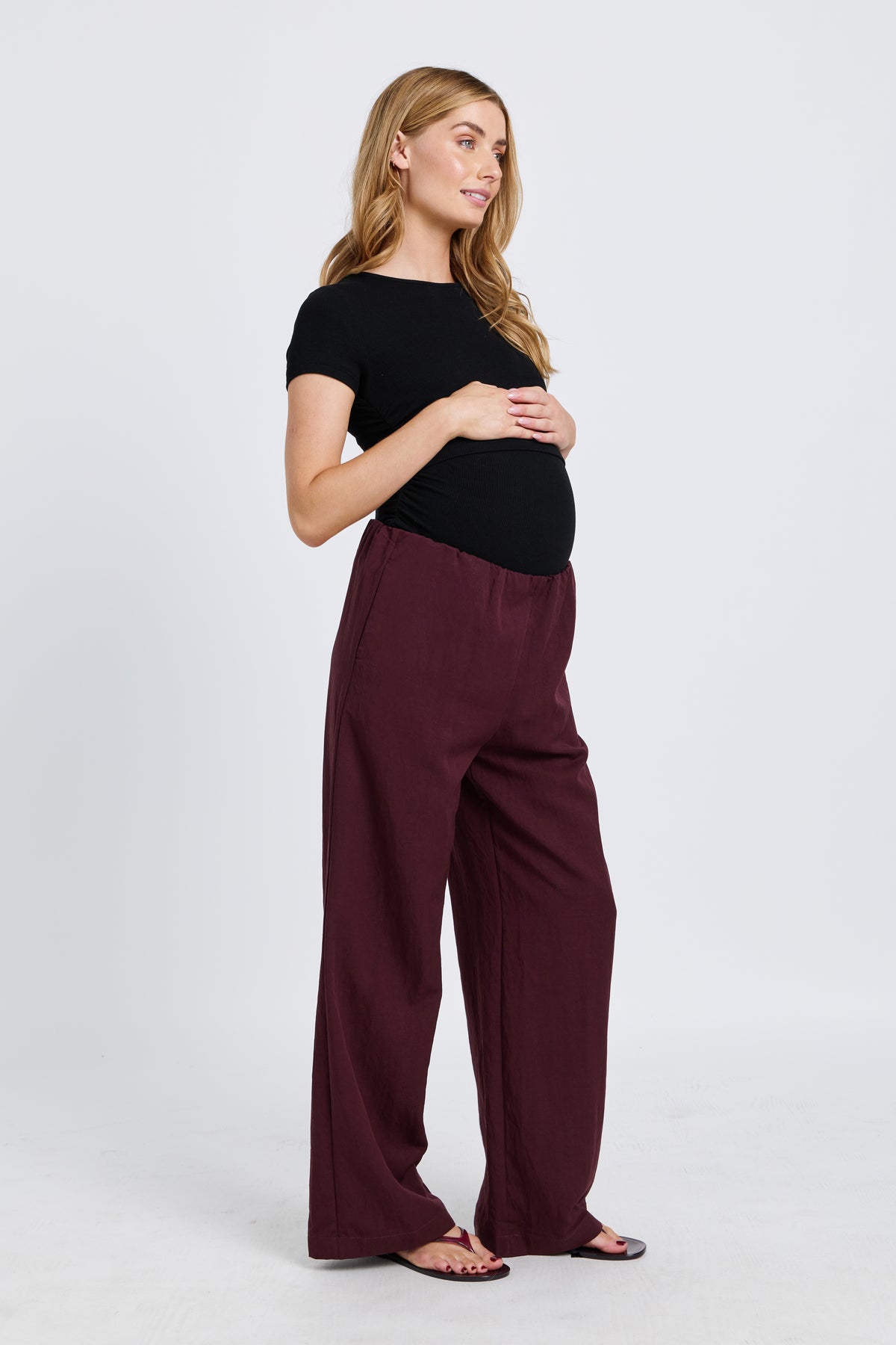 Connie Wide Leg Pant - Burgundy