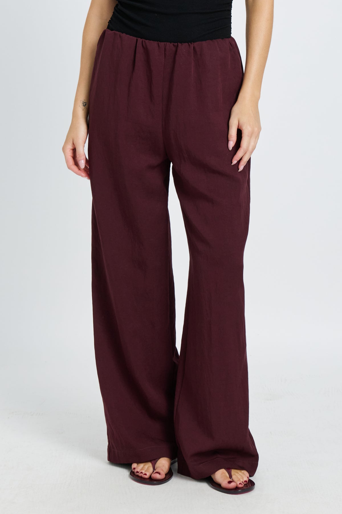 Connie Wide Leg Pant - Burgundy