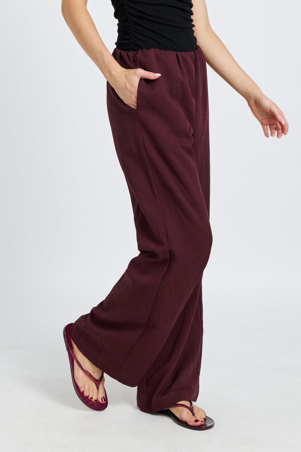 Connie Wide Leg Pant - Burgundy
