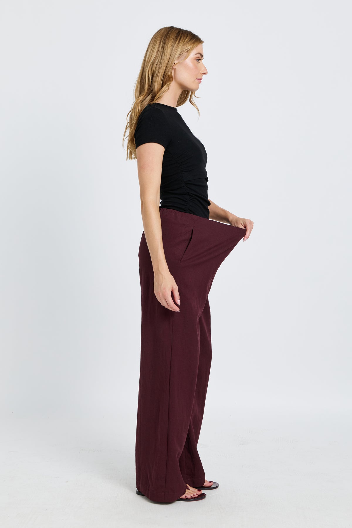 Connie Wide Leg Pant - Burgundy