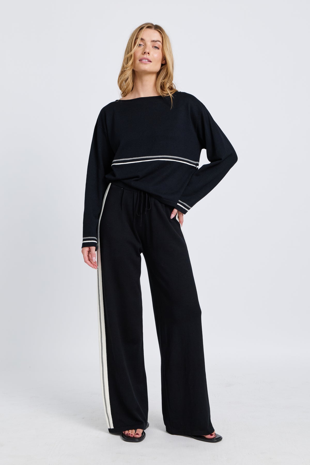 Axel Knit Wide Leg Pants - Black