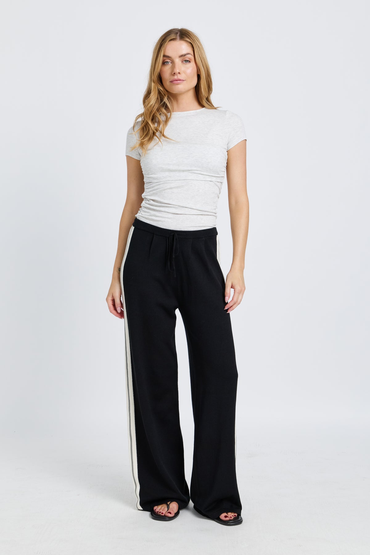 Axel Knit Wide Leg Pants - Black