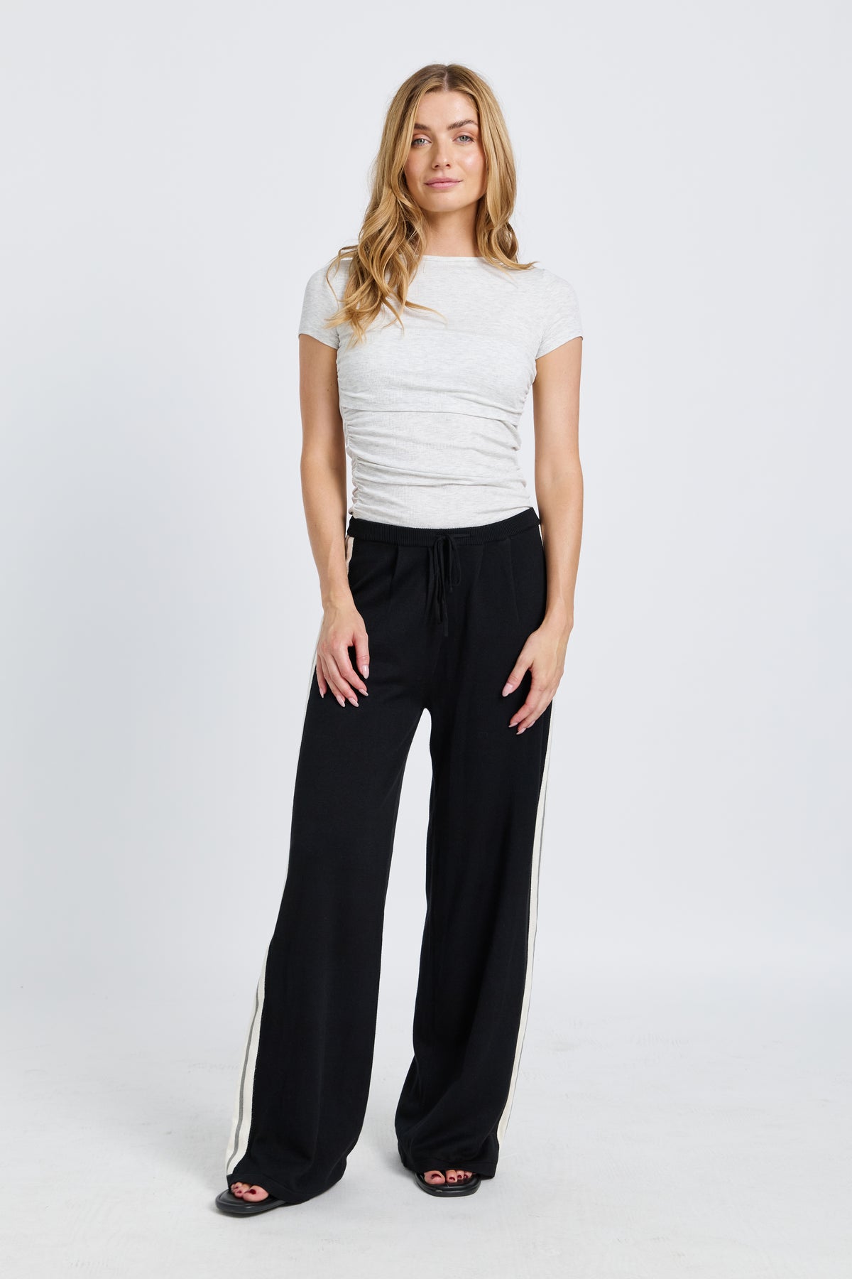 Axel Knit Wide Leg Pants - Black