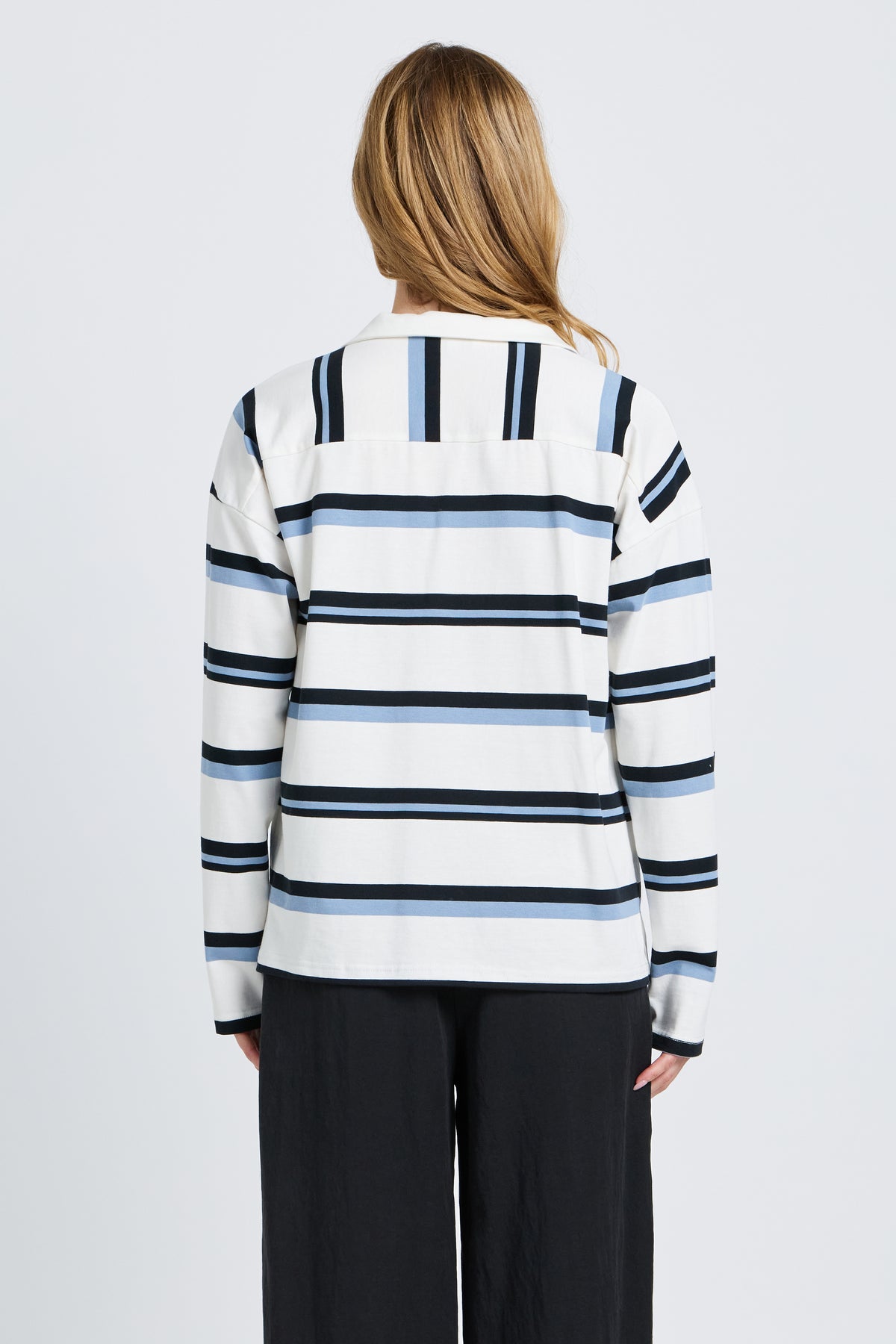 Boston Stripe Jersey Top - White / Navy / Blue