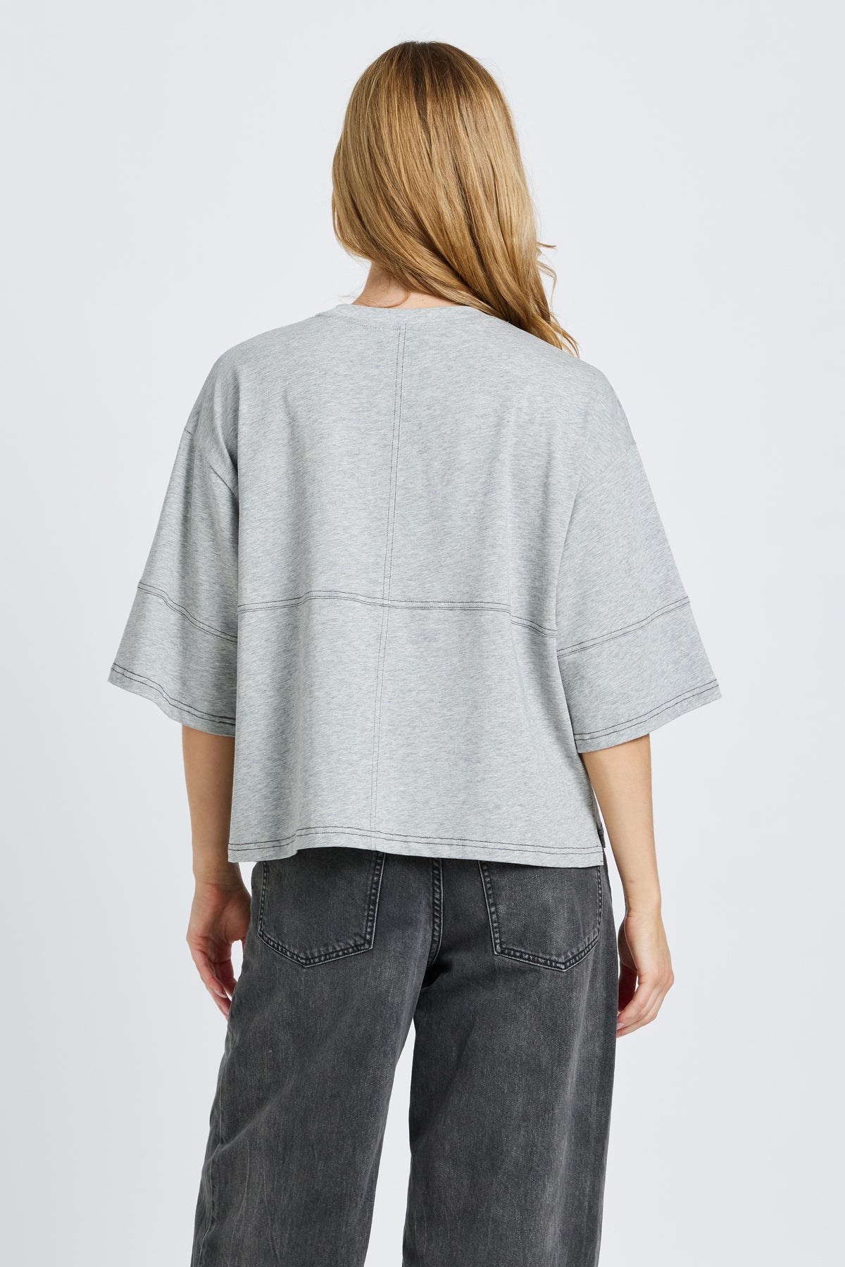 Holland Slouch Panel Tee - Grey Marle