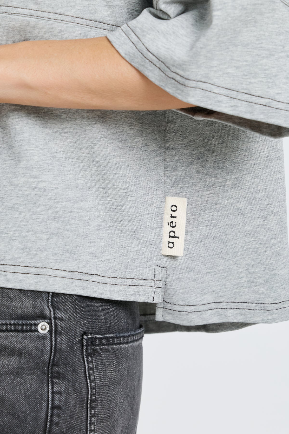 Holland Slouch Panel Tee - Grey Marle