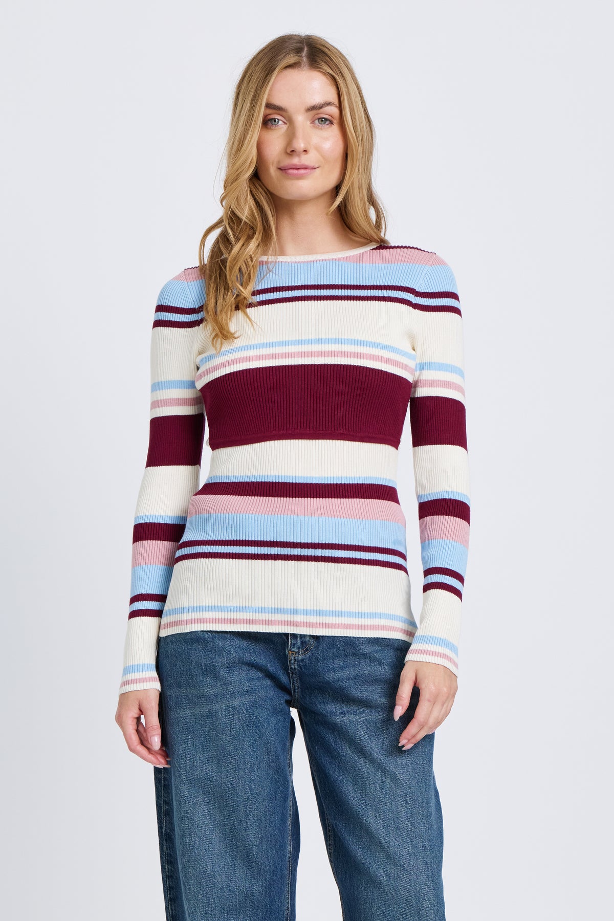 Rowe Stripe Long Sleeve Knit Top - Multi