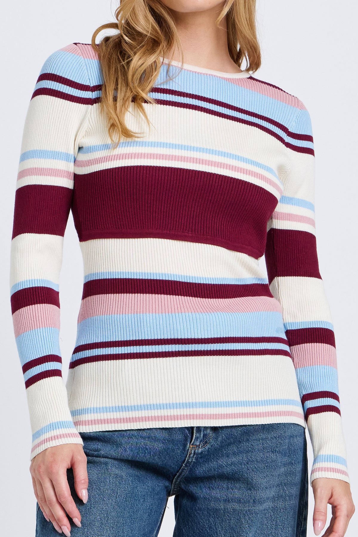Rowe Stripe Long Sleeve Knit Top - Multi