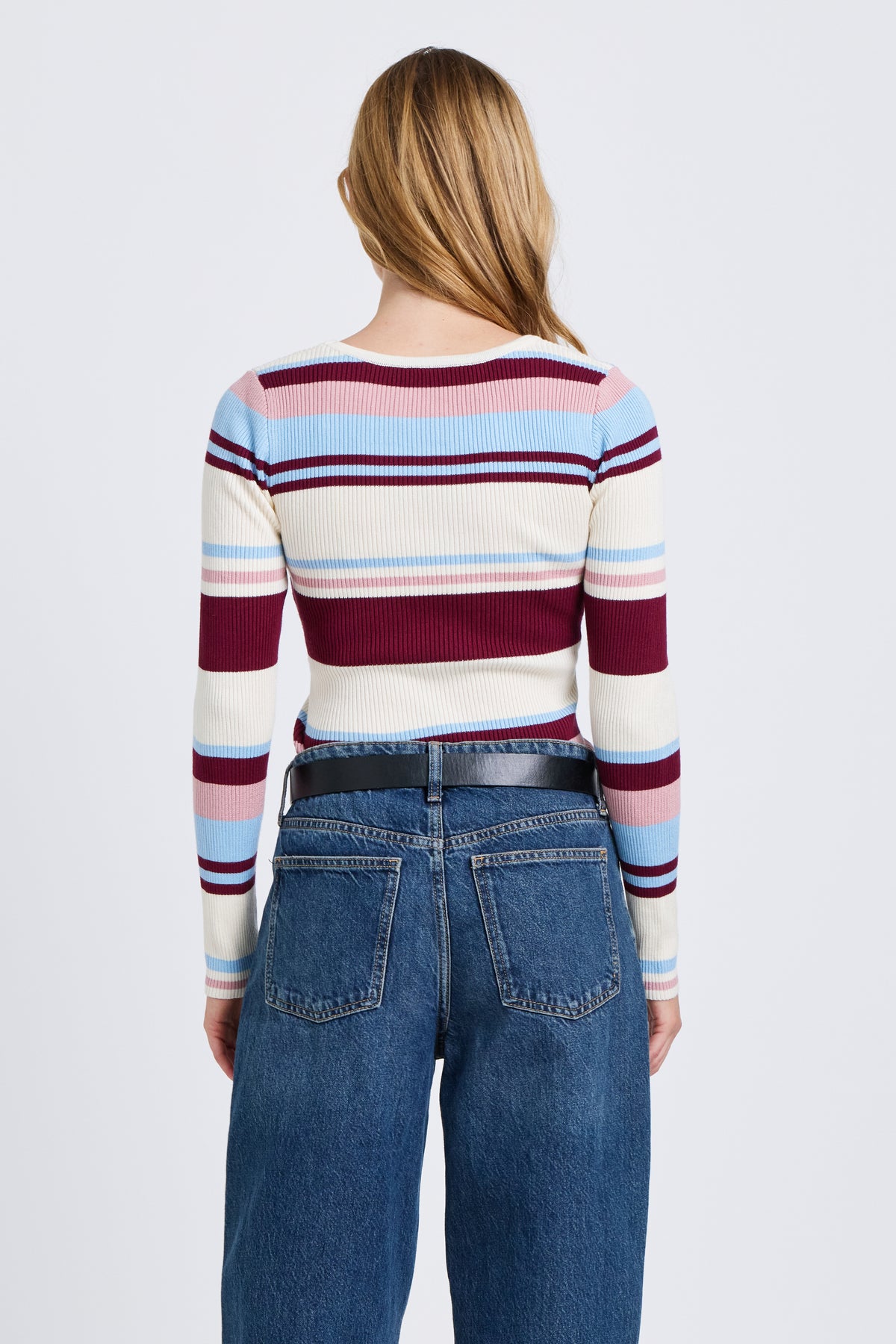 Rowe Stripe Long Sleeve Knit Top - Multi