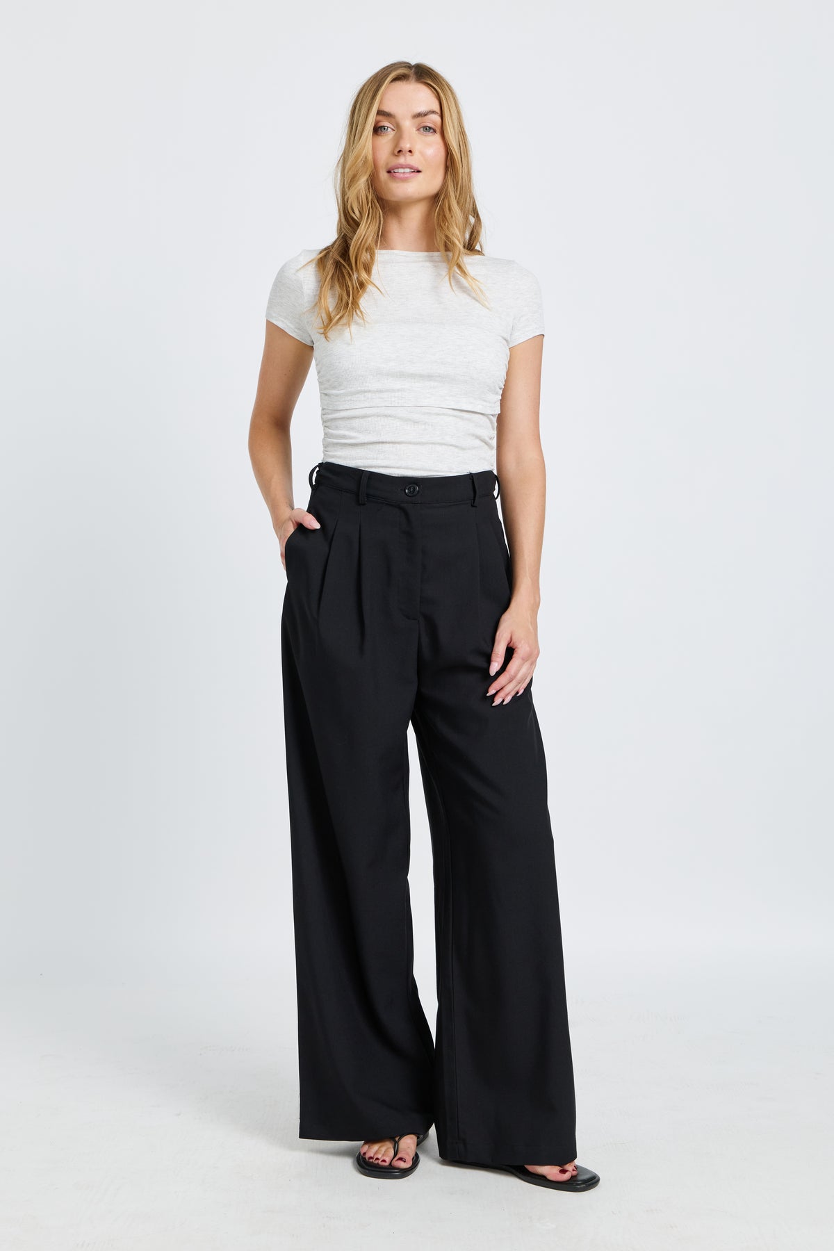 Zadie Adjustable Wide Leg Trouser - Black