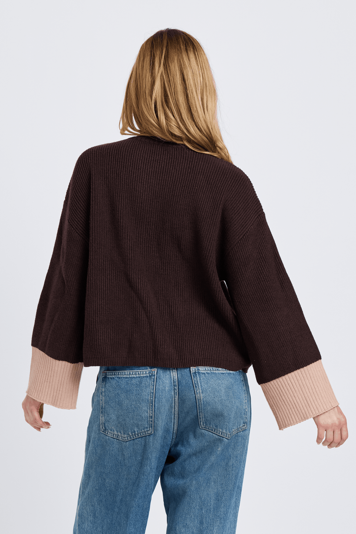Nova Wrap Knit Jumper - Chocolate / Beige