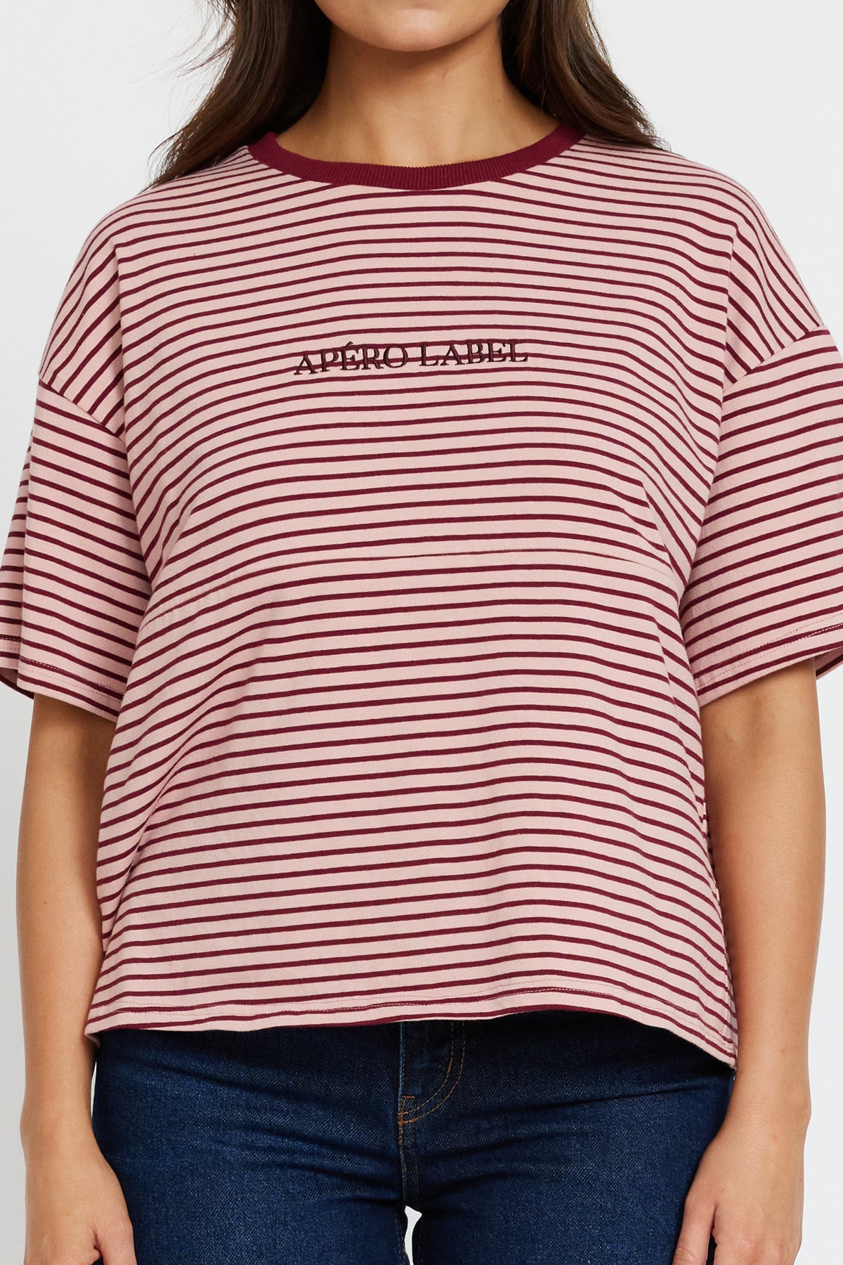 Era Drop-Shoulder Cropped Tee - Pink / Burgundy