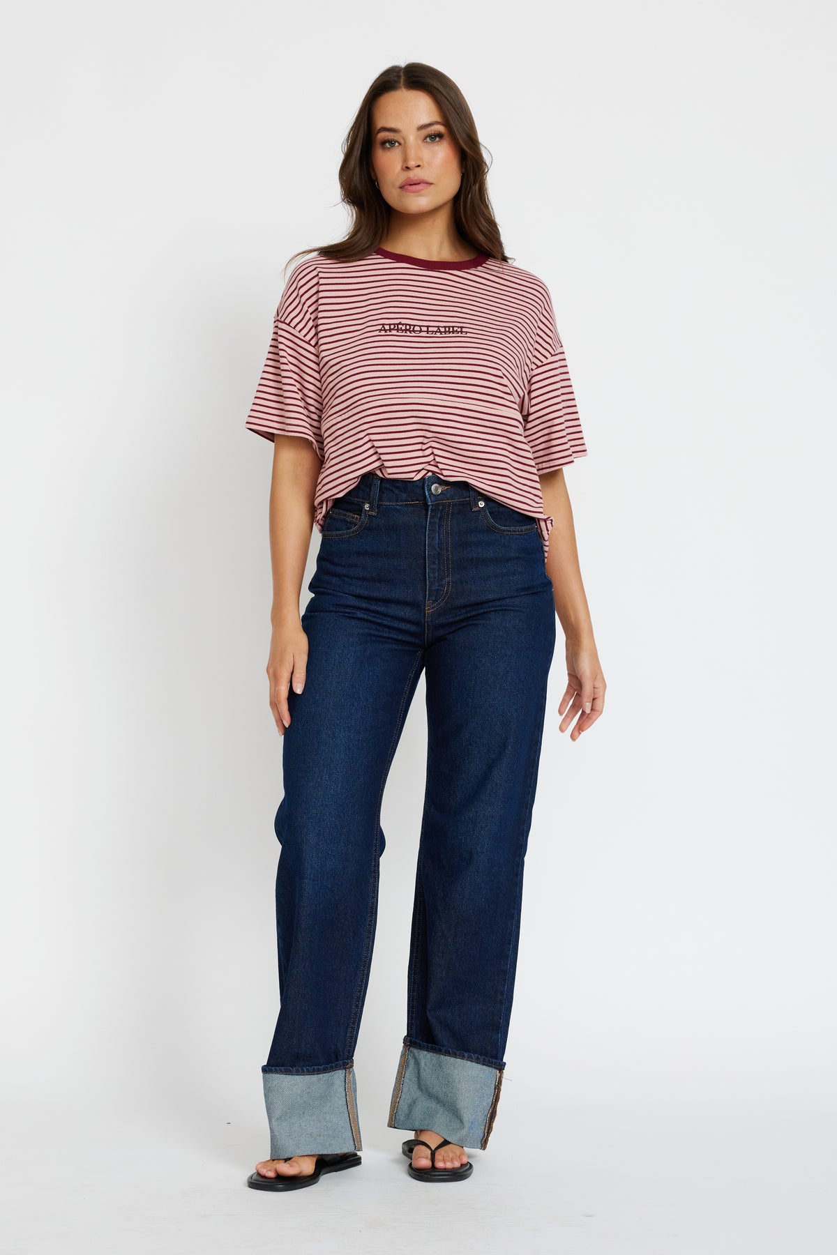 Era Drop-Shoulder Cropped Tee - Pink / Burgundy