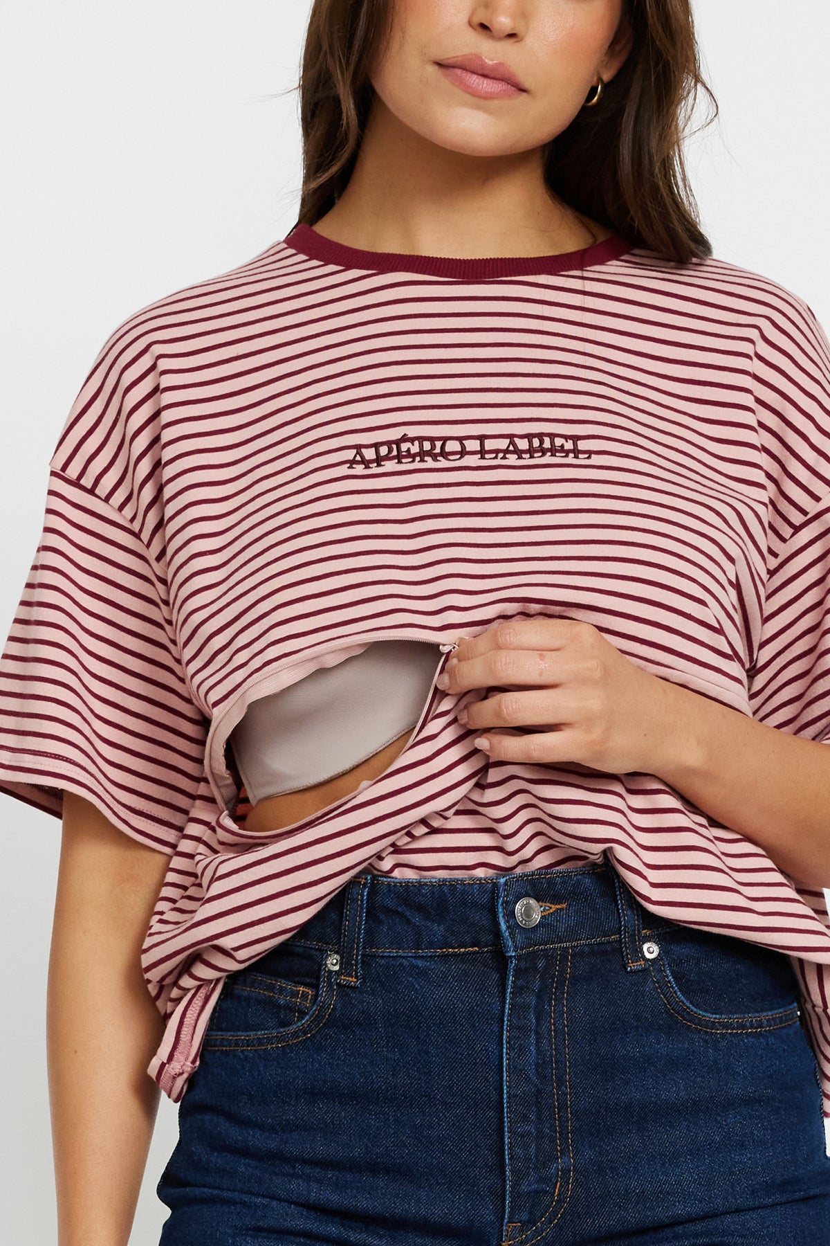 Era Drop-Shoulder Cropped Tee - Pink / Burgundy