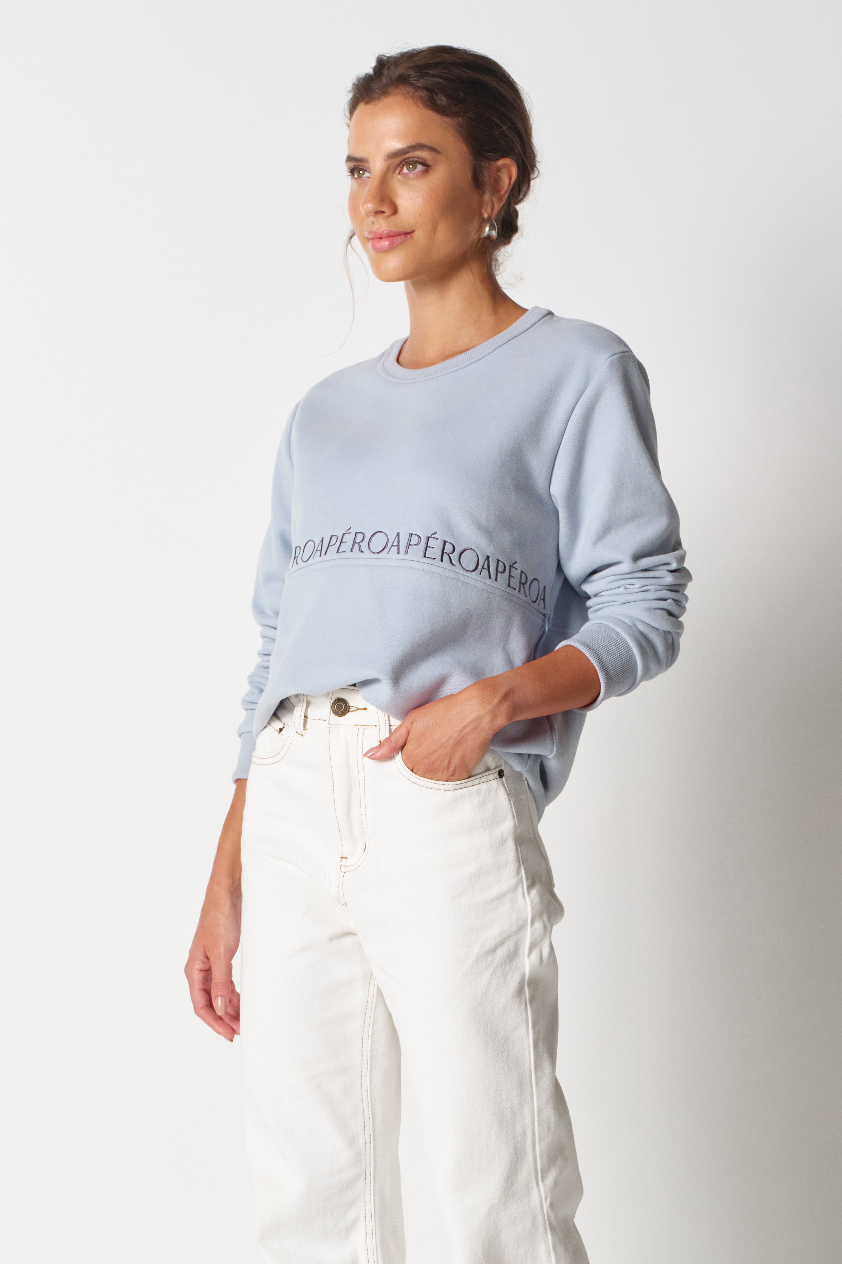 Light Blue Breastfeeding Friendly Jumper Apero Label