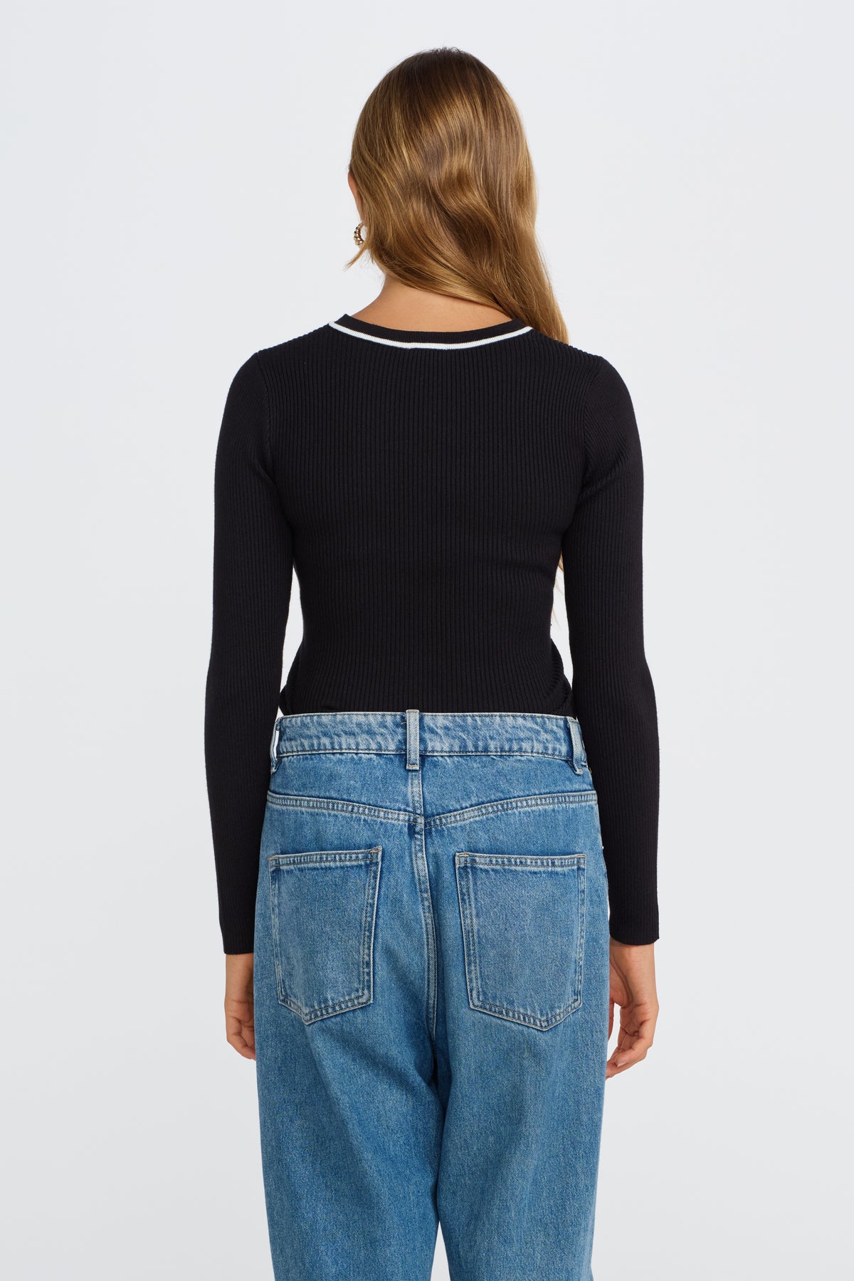 Rowe Long Sleeve Knit Top - Black / White