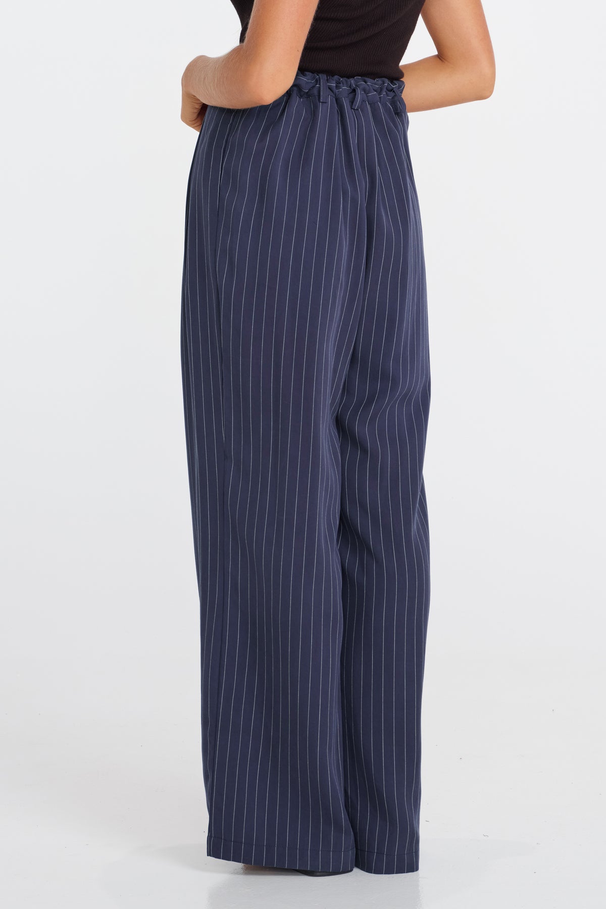 Bambi Pinstripe Adjustable Wide Leg Pant  - Navy / White