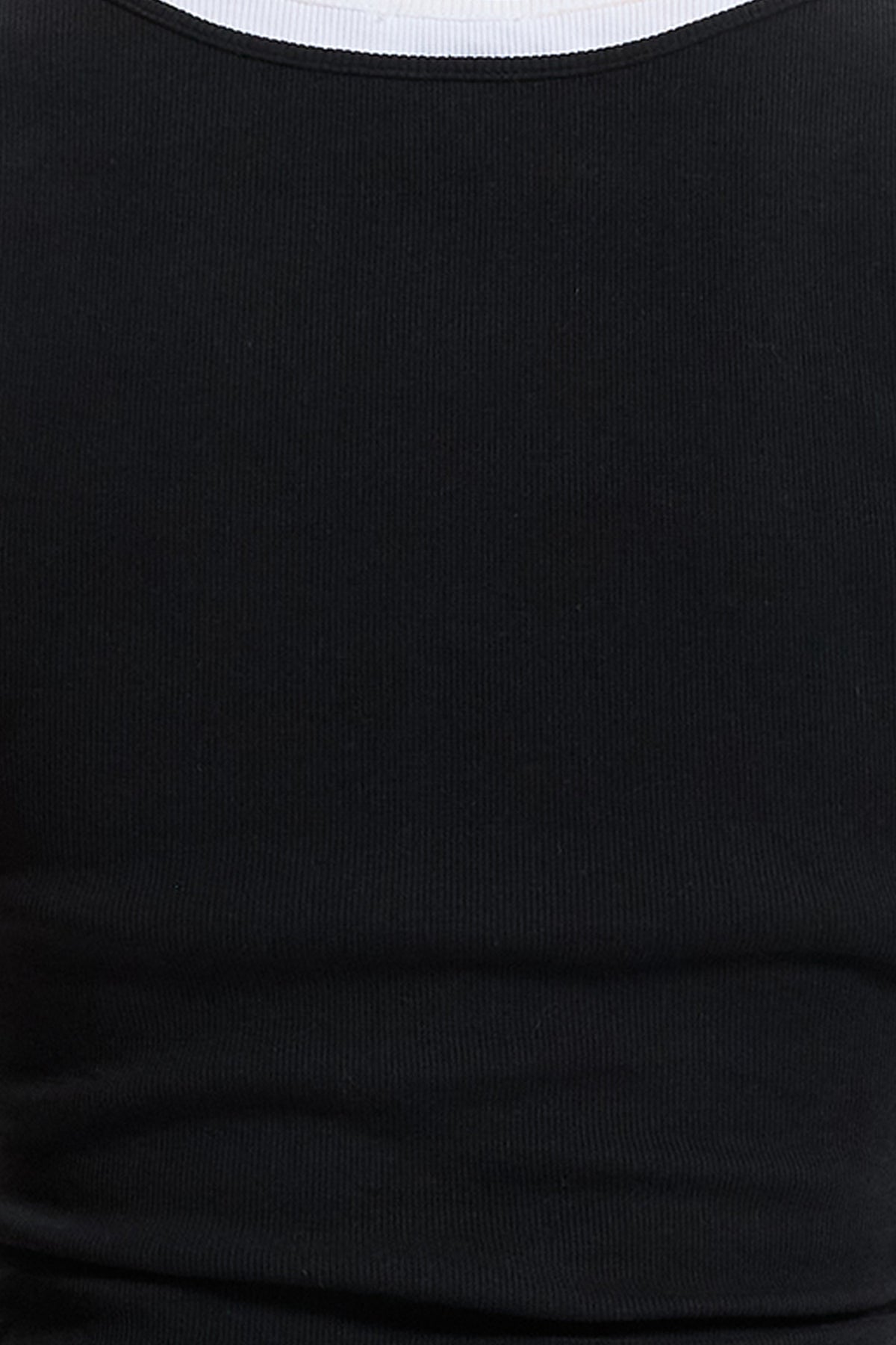 Vicki Layered-Look Ribbed Tank - Black / White