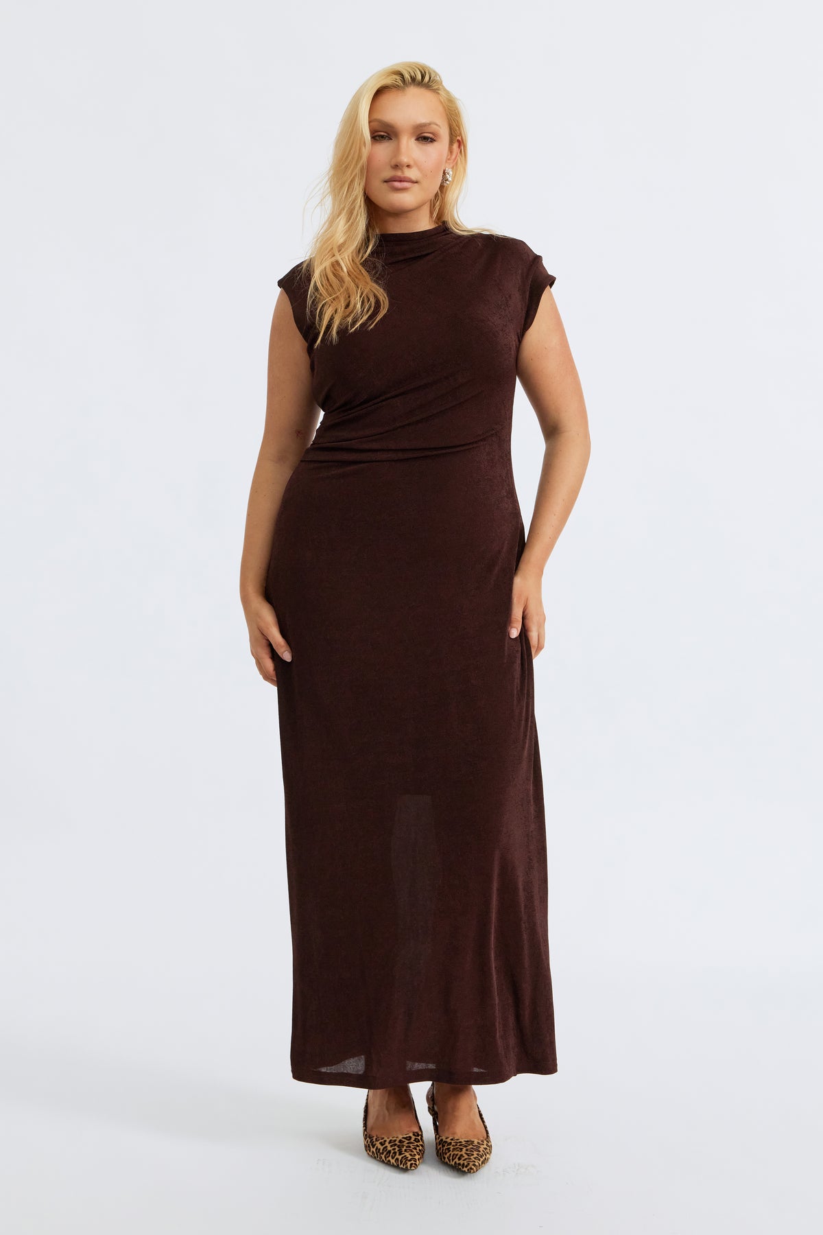 Lyssa Draped Maxi Dress - Espresso