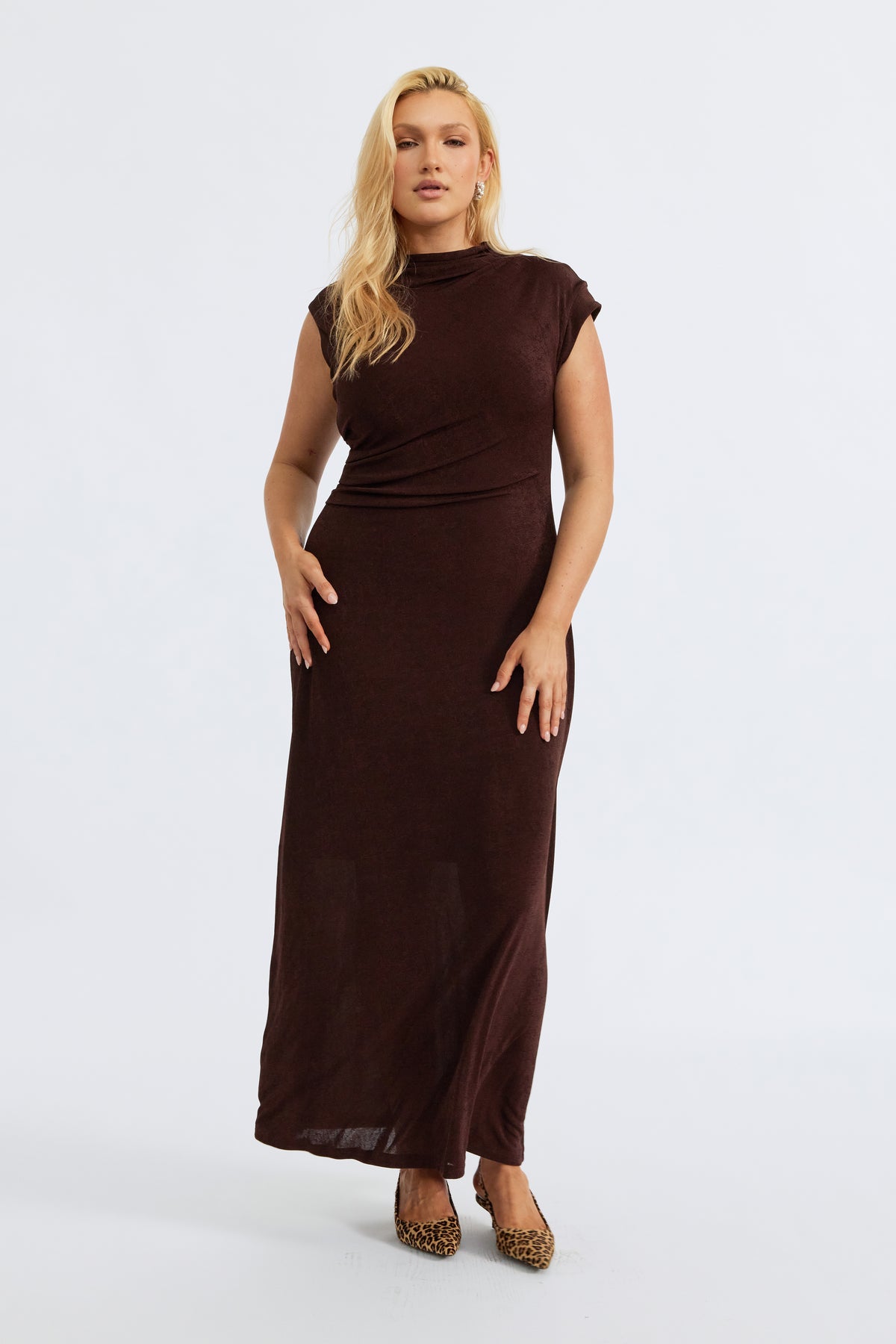 Lyssa Draped Maxi Dress - Espresso