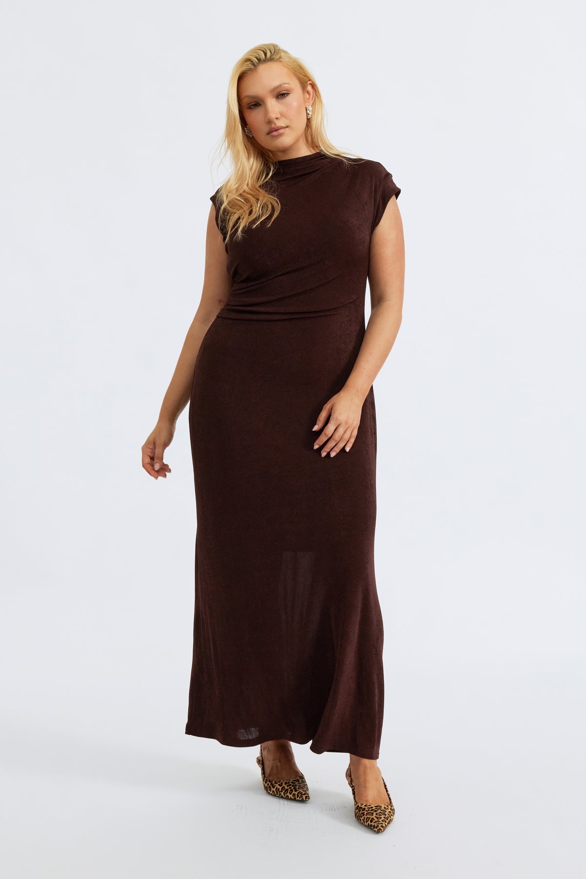 Lyssa Draped Maxi Dress - Espresso