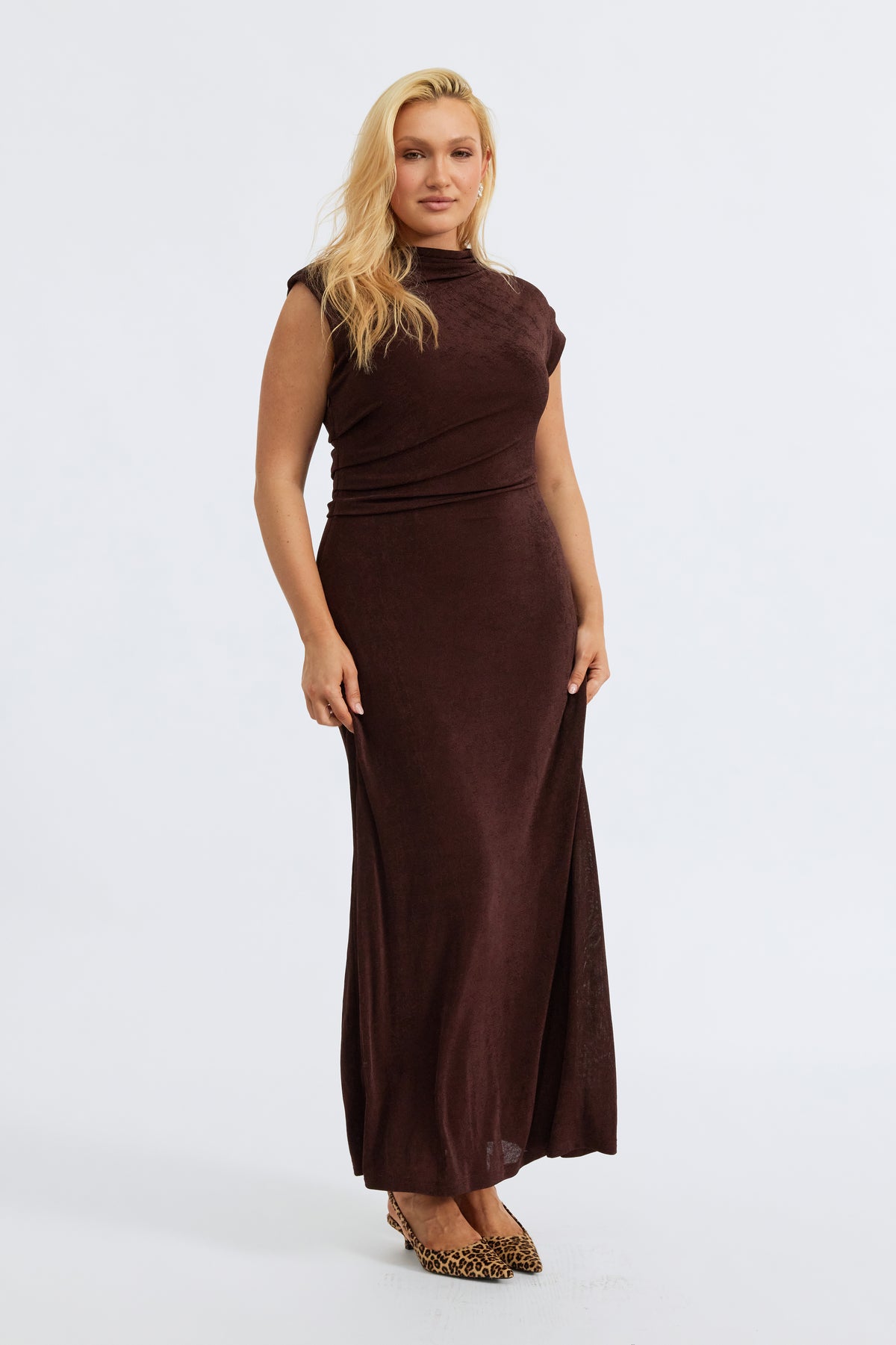 Lyssa Draped Maxi Dress - Espresso