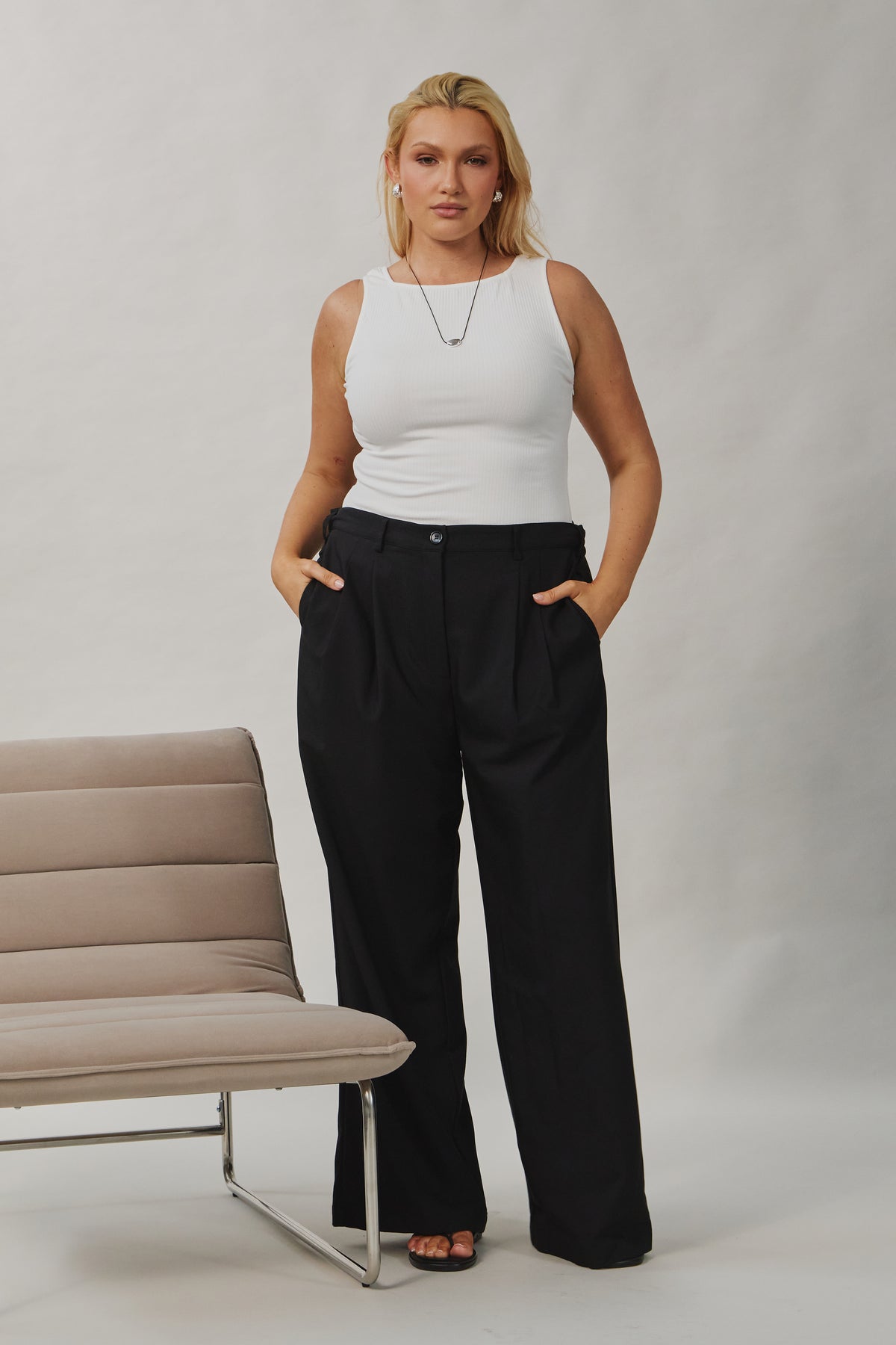 Zadie Adjustable Wide Leg Trouser - Black