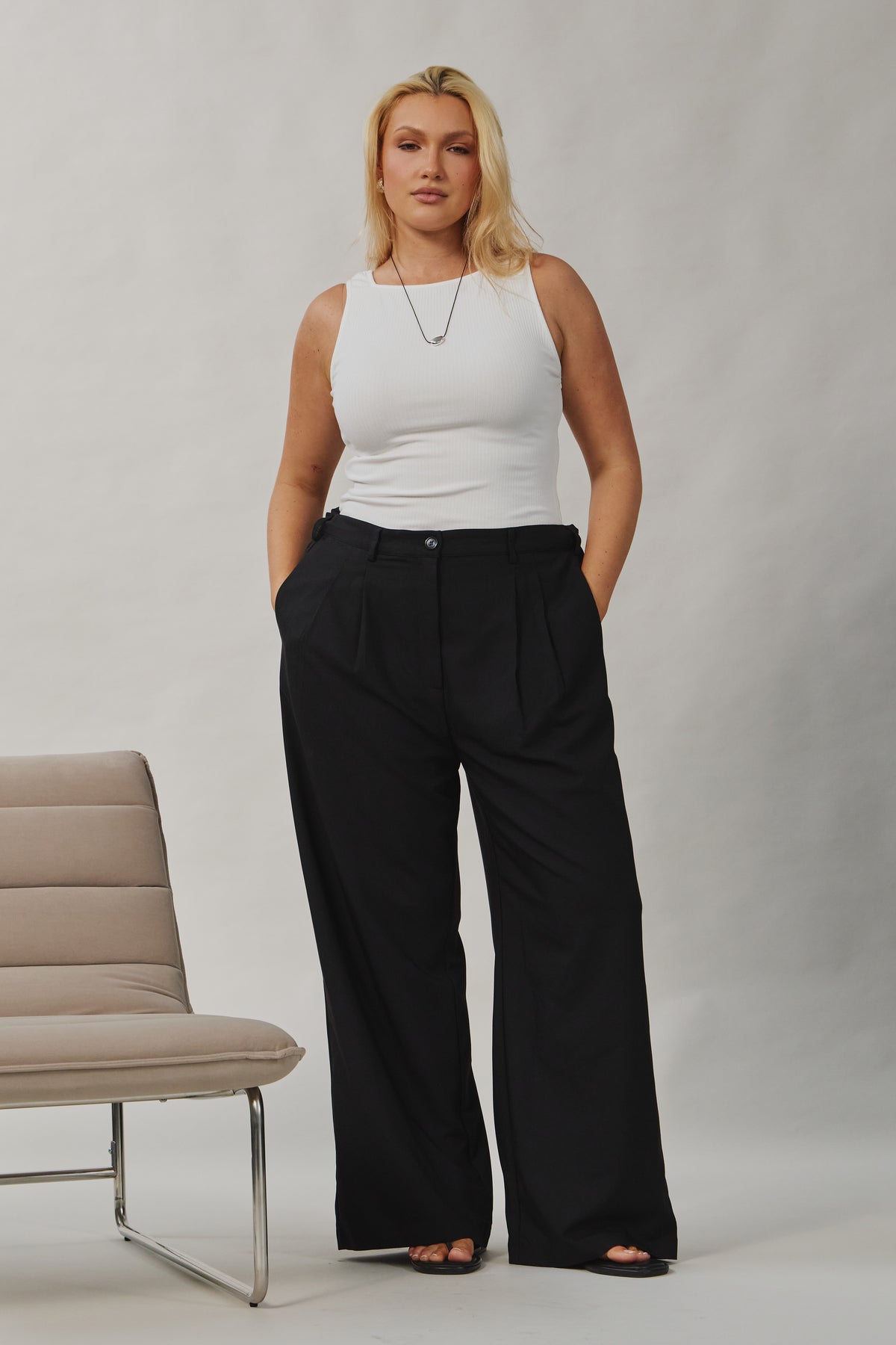Zadie Adjustable Wide Leg Trouser - Black