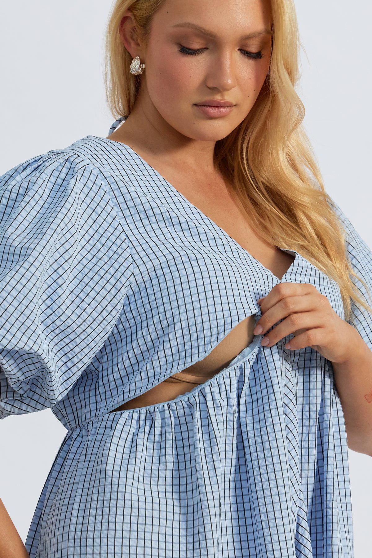 Nara Babydoll Midi Dress - Blue / Black