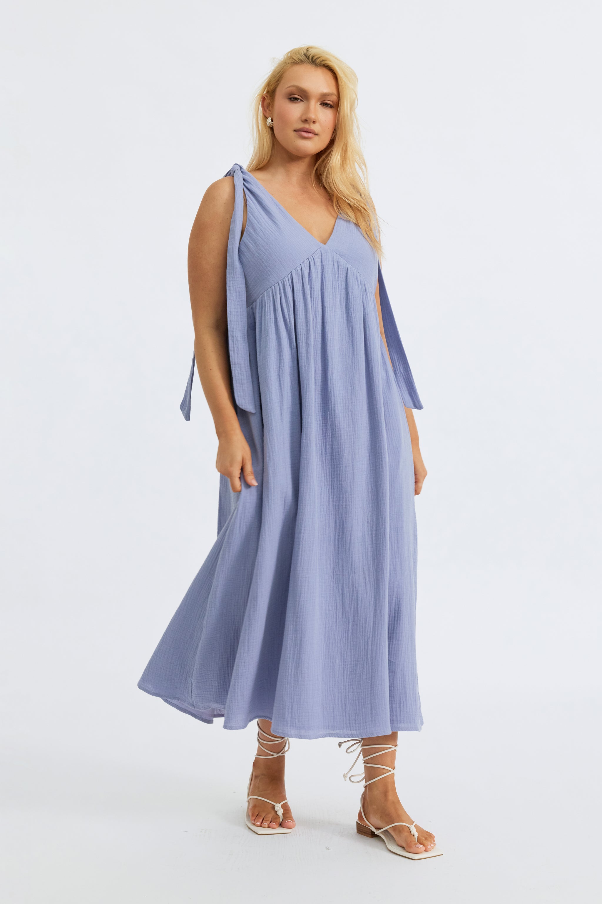 Mallorca Babydoll Midi Dress - Violet Blue – Apero Label