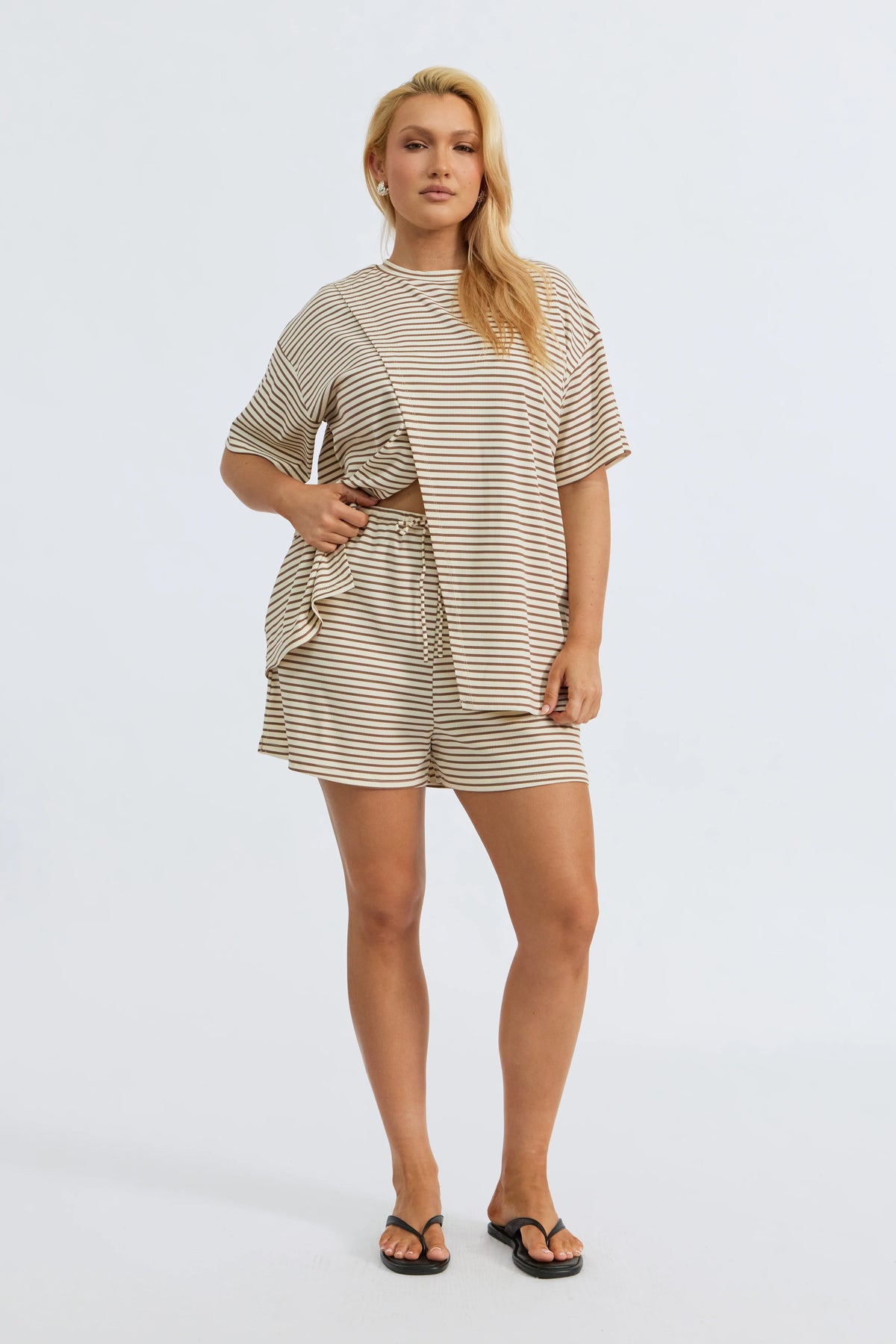 Ivy Stripe Short - Cream / Tan