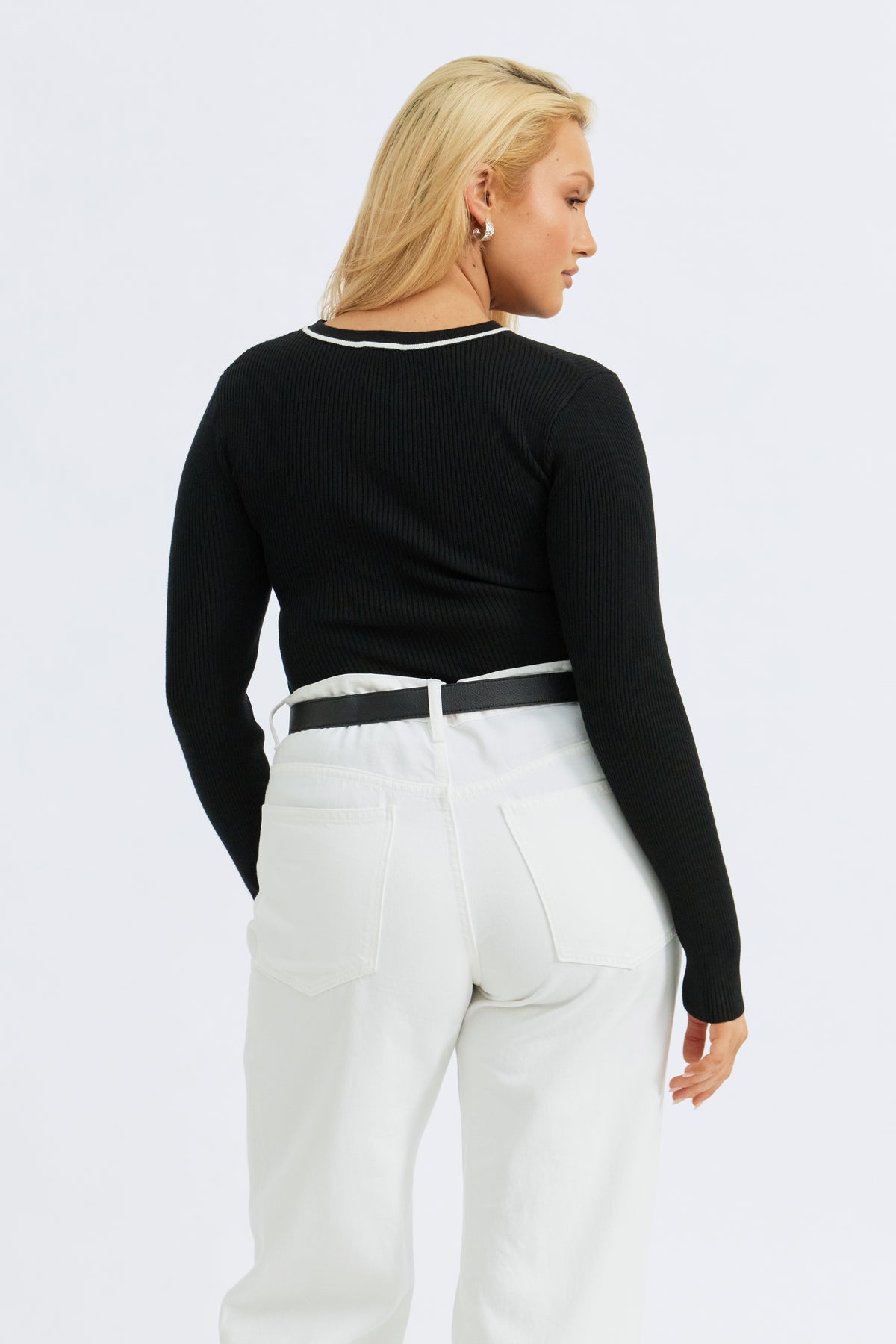 Rowe Long Sleeve Knit Top - Black / White