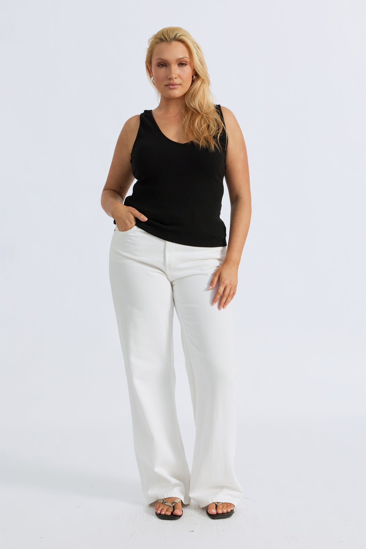 Mya Reversible Ribbed Knit Tank - Black