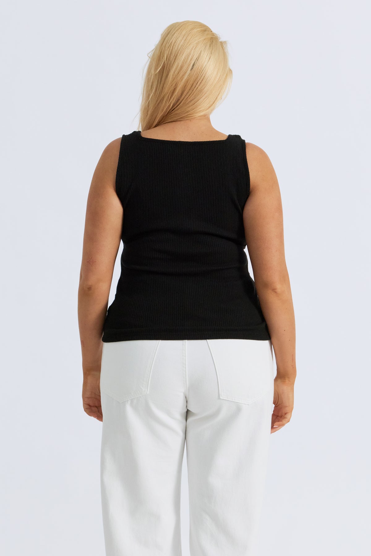 Mya Reversible Ribbed Knit Tank - Black