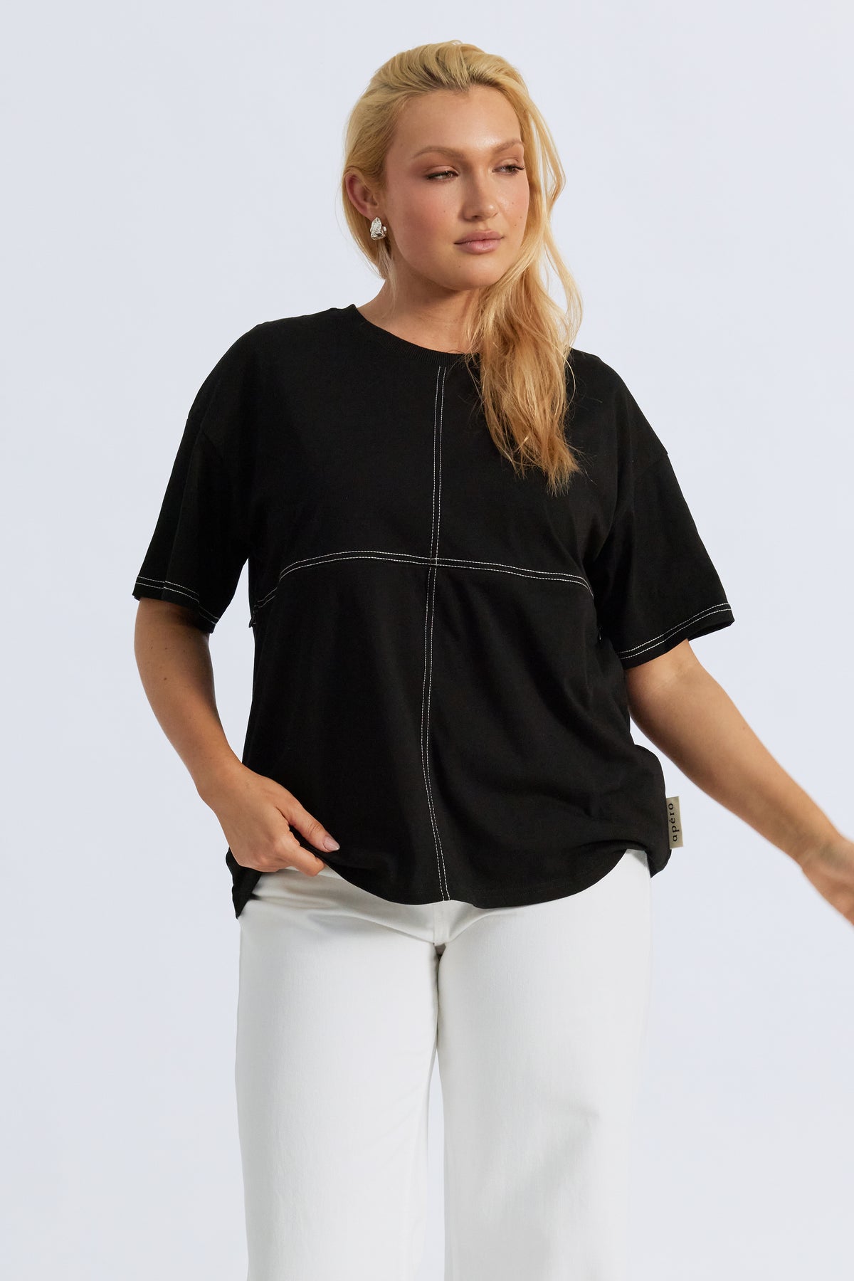 Miro Contrast Panel Tee - Black / White