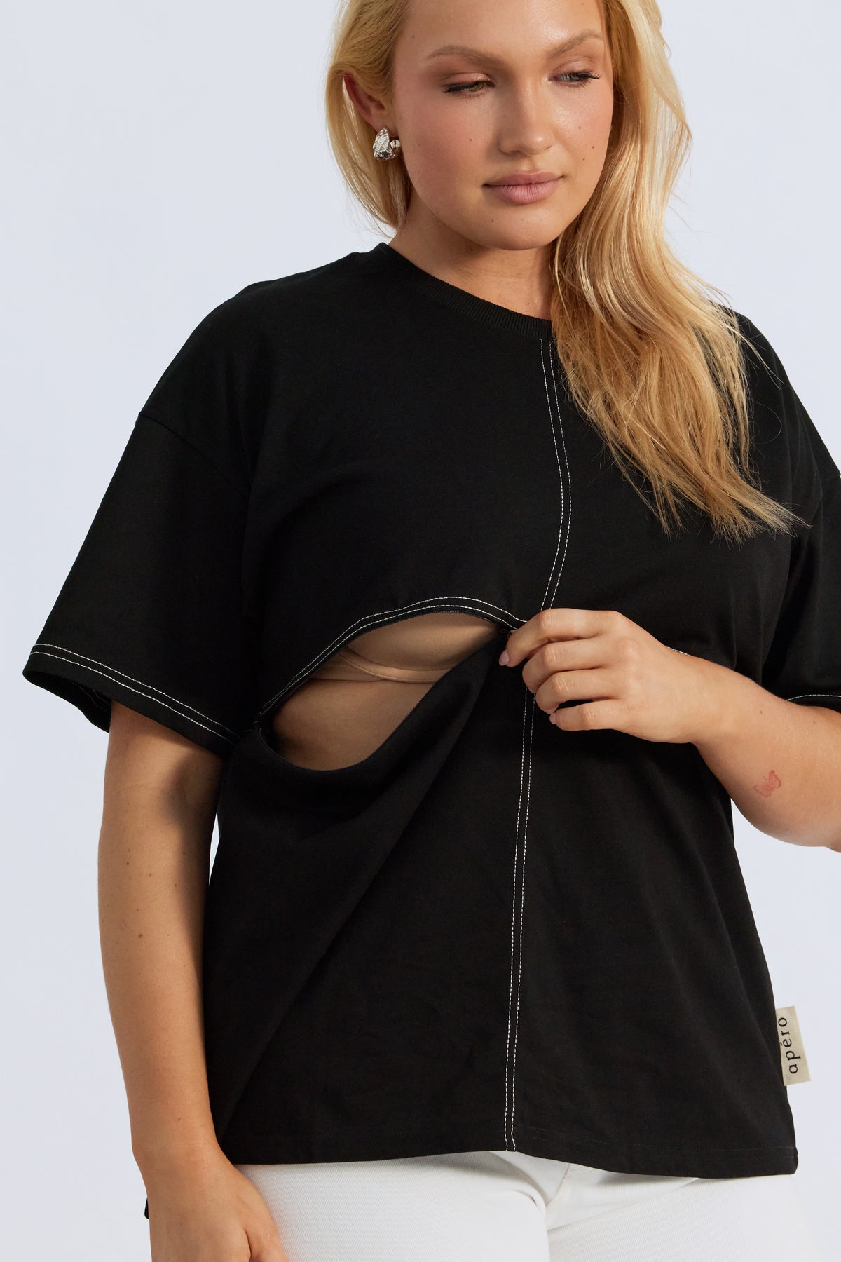 Miro Contrast Panel Tee - Black / White