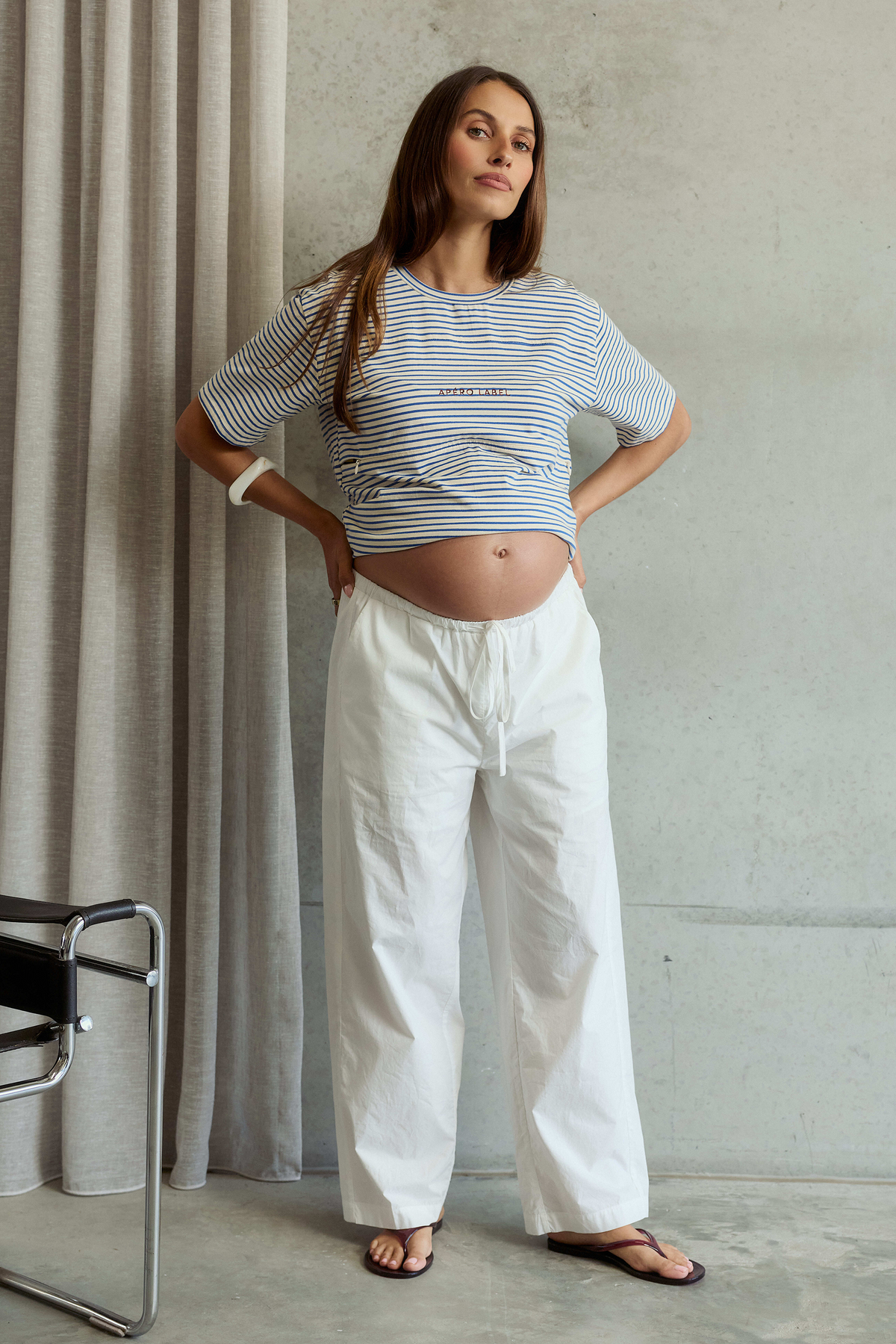 Label Stripe Panel Tee - Cobalt / Cream / Mulberry