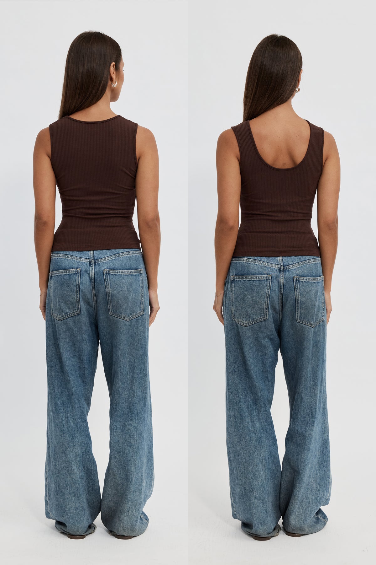 Esta Ribbed Scoop Neck Tank - Chocolate