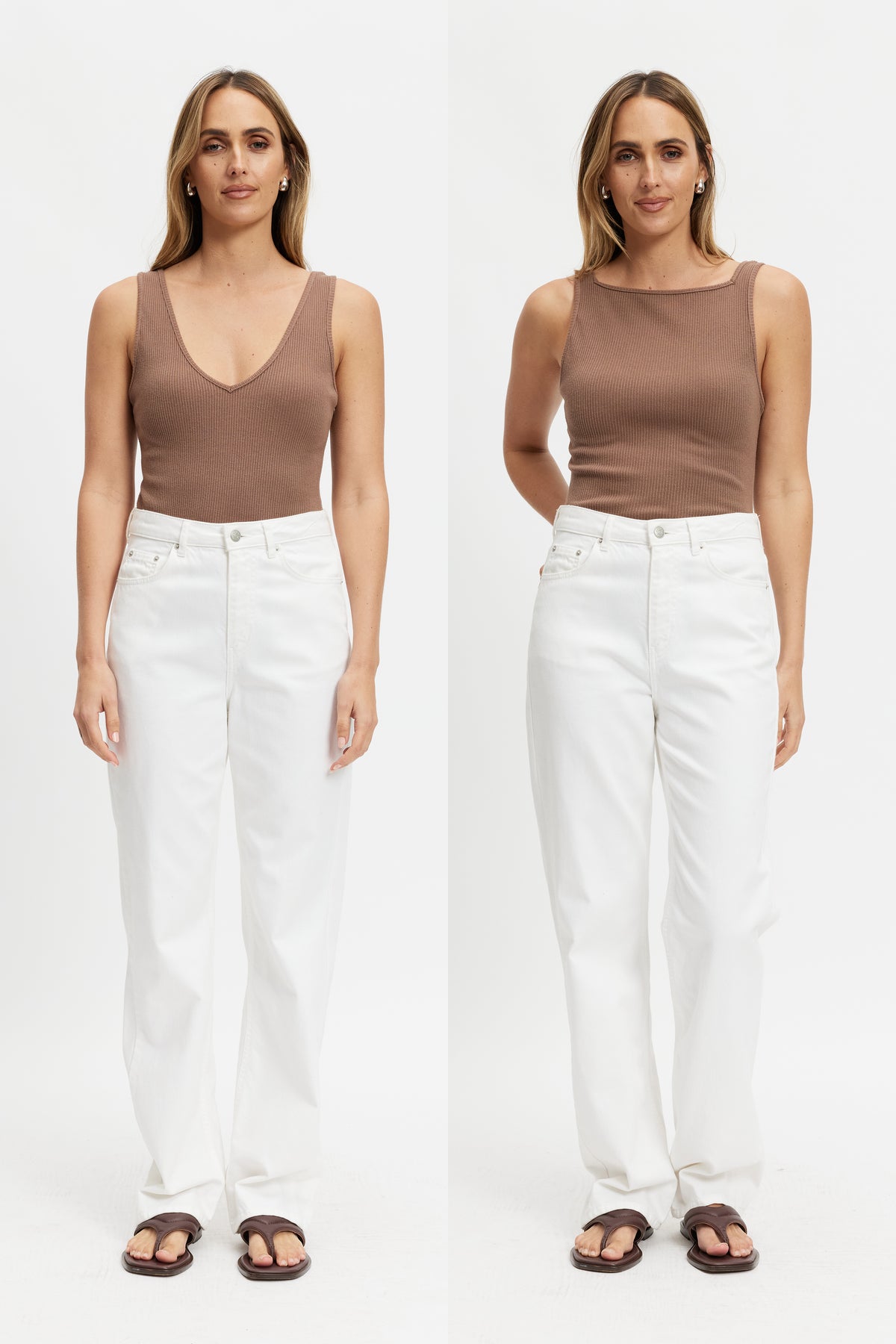 Mya Reversible Ribbed Knit Tank - Mocha